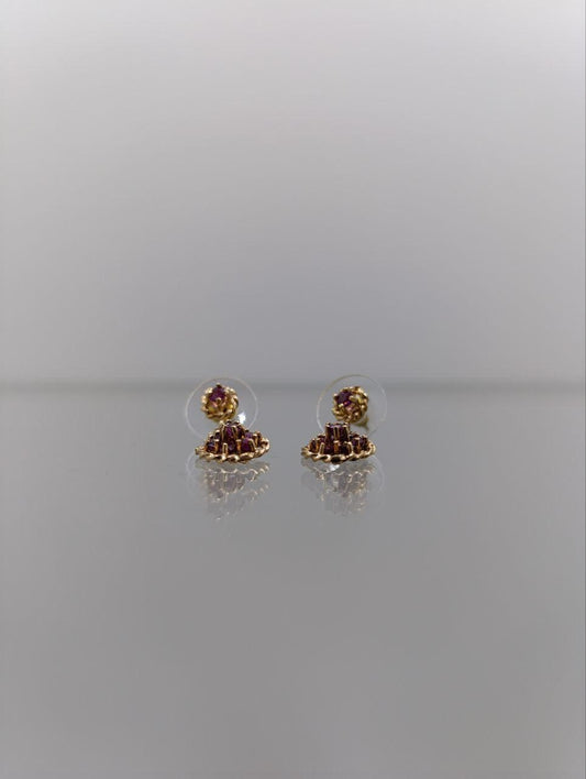 9ct Gold & Garnet Drop Earrings - Elegant Oval Design