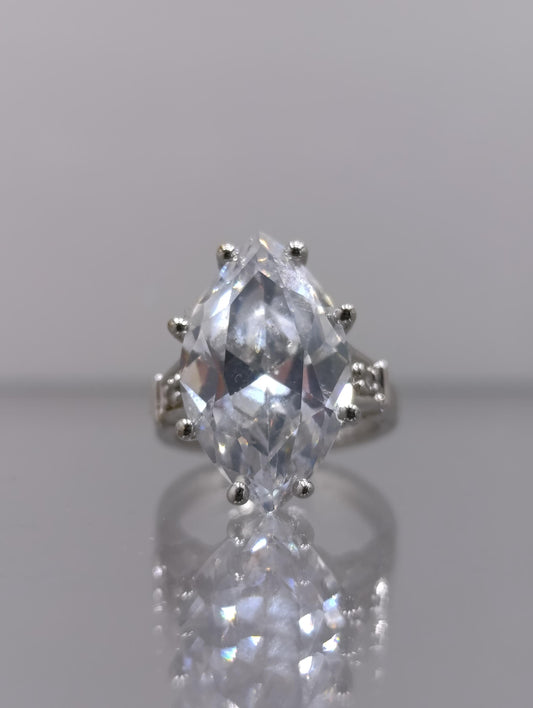 Vintage Sterling Silver CZ Ring - Size K