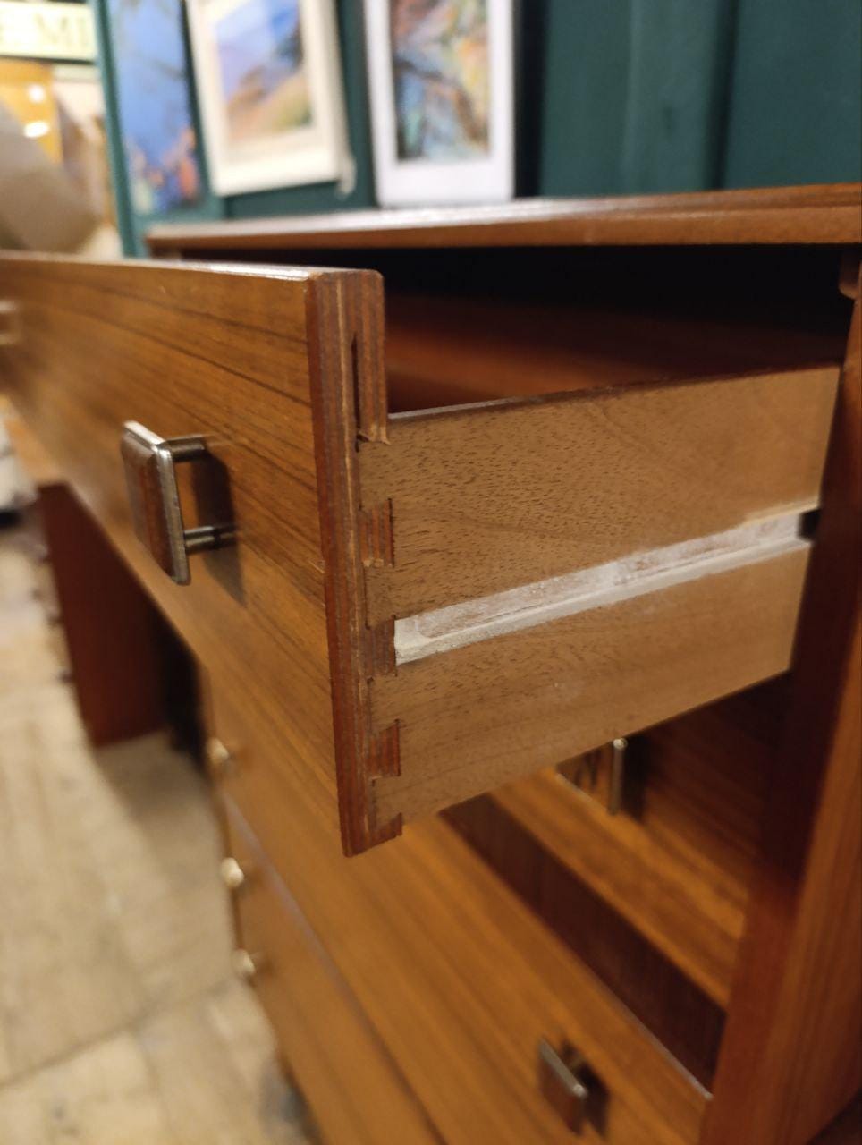Mid Century Teak and Rosewood Tallboy Chest of Drawers - 1960s