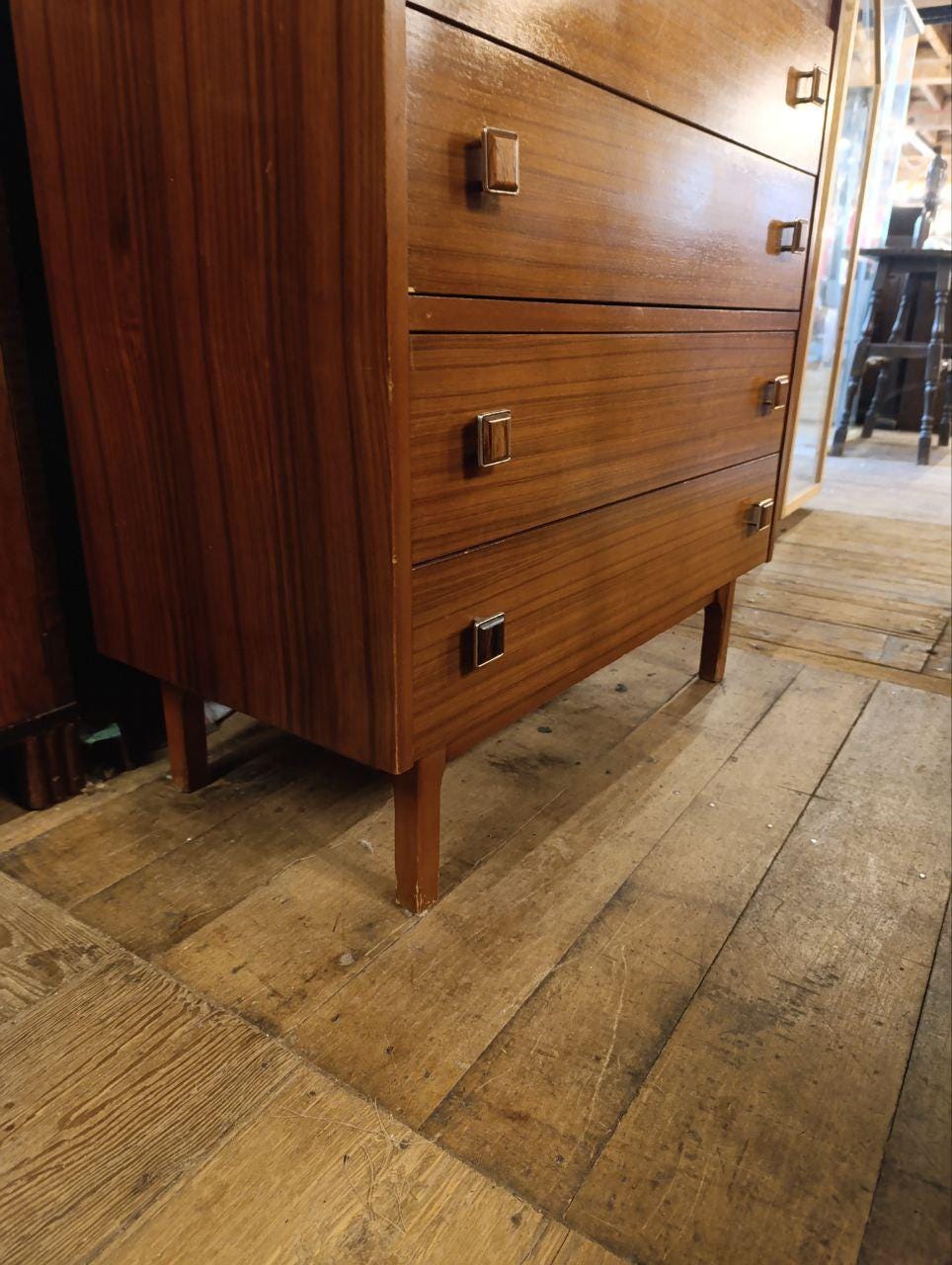 Mid Century Teak and Rosewood Tallboy Chest of Drawers - 1960s
