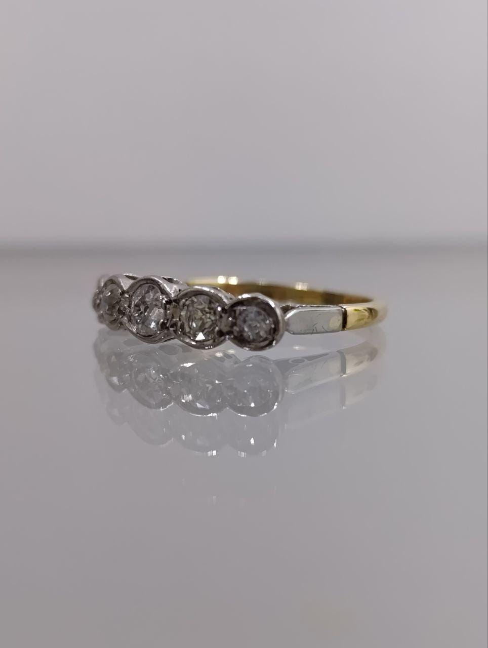 Elegant Gold & Platinum Diamond Trilogy Ring - 0.90ct
