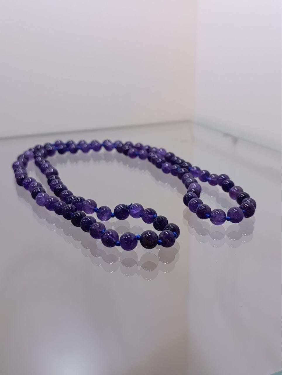 Striking African Amethyst Beaded Necklace: 36" Purple Gemstone Strand