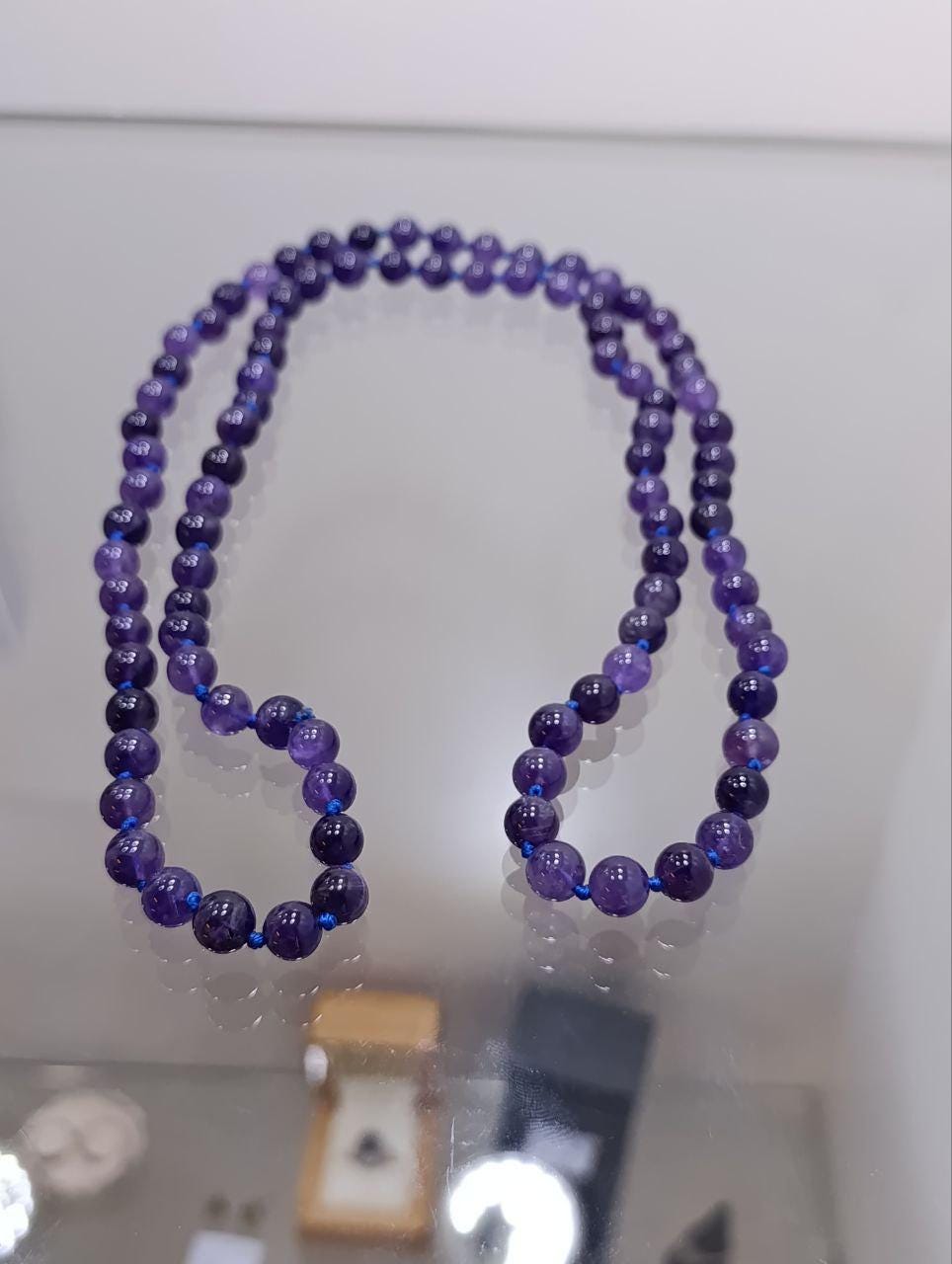 Striking African Amethyst Beaded Necklace: 36" Purple Gemstone Strand