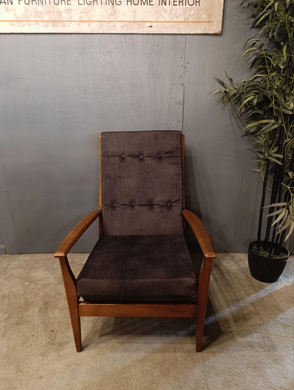 Vintage 1960s British Cintique Armchair - Restored Beech & Brown Wool (Pair Available)