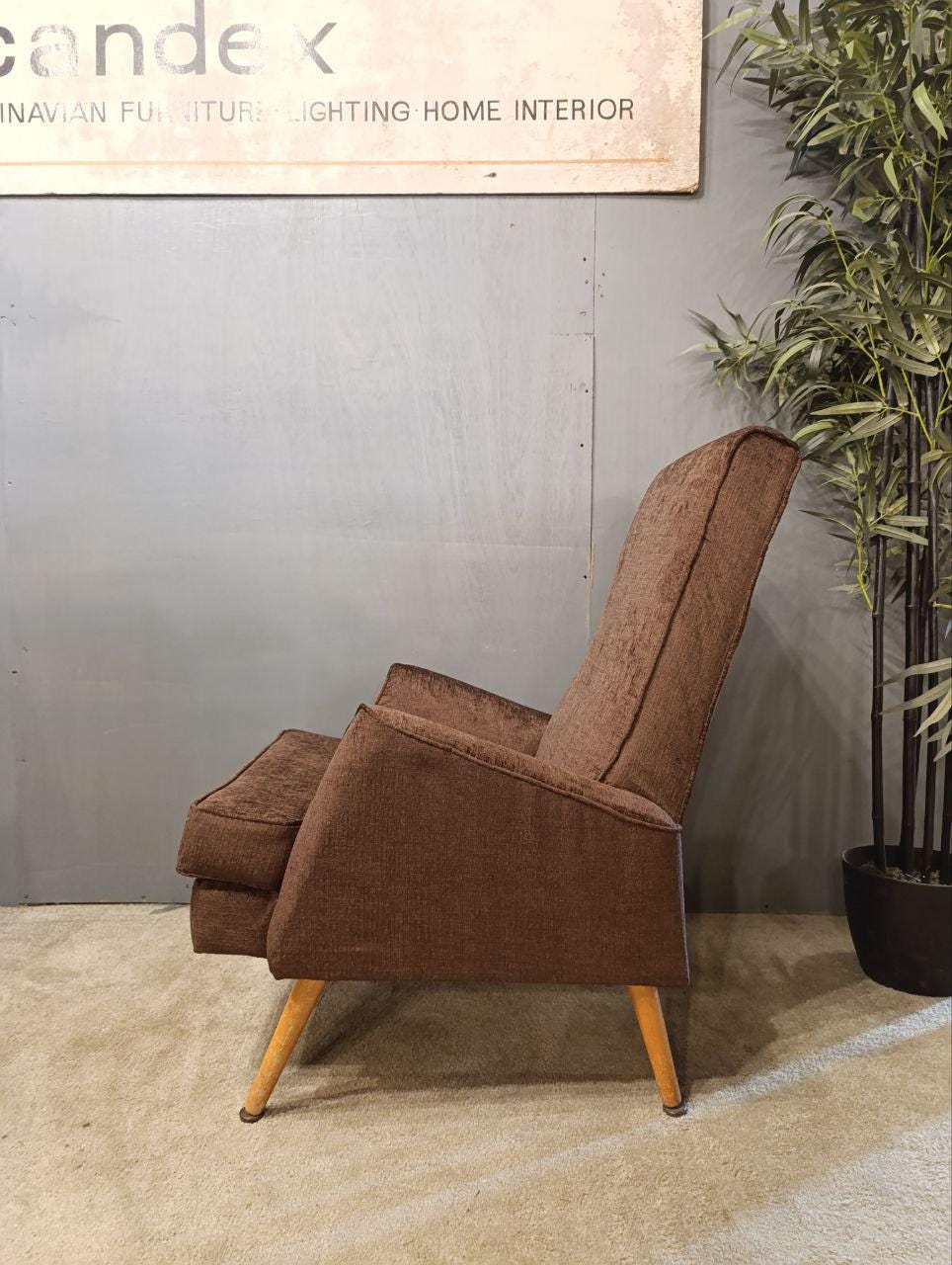 Vintage Mid-Century Armchair - Carlo de Carli Style - New Brown Fabric (Pair Available)