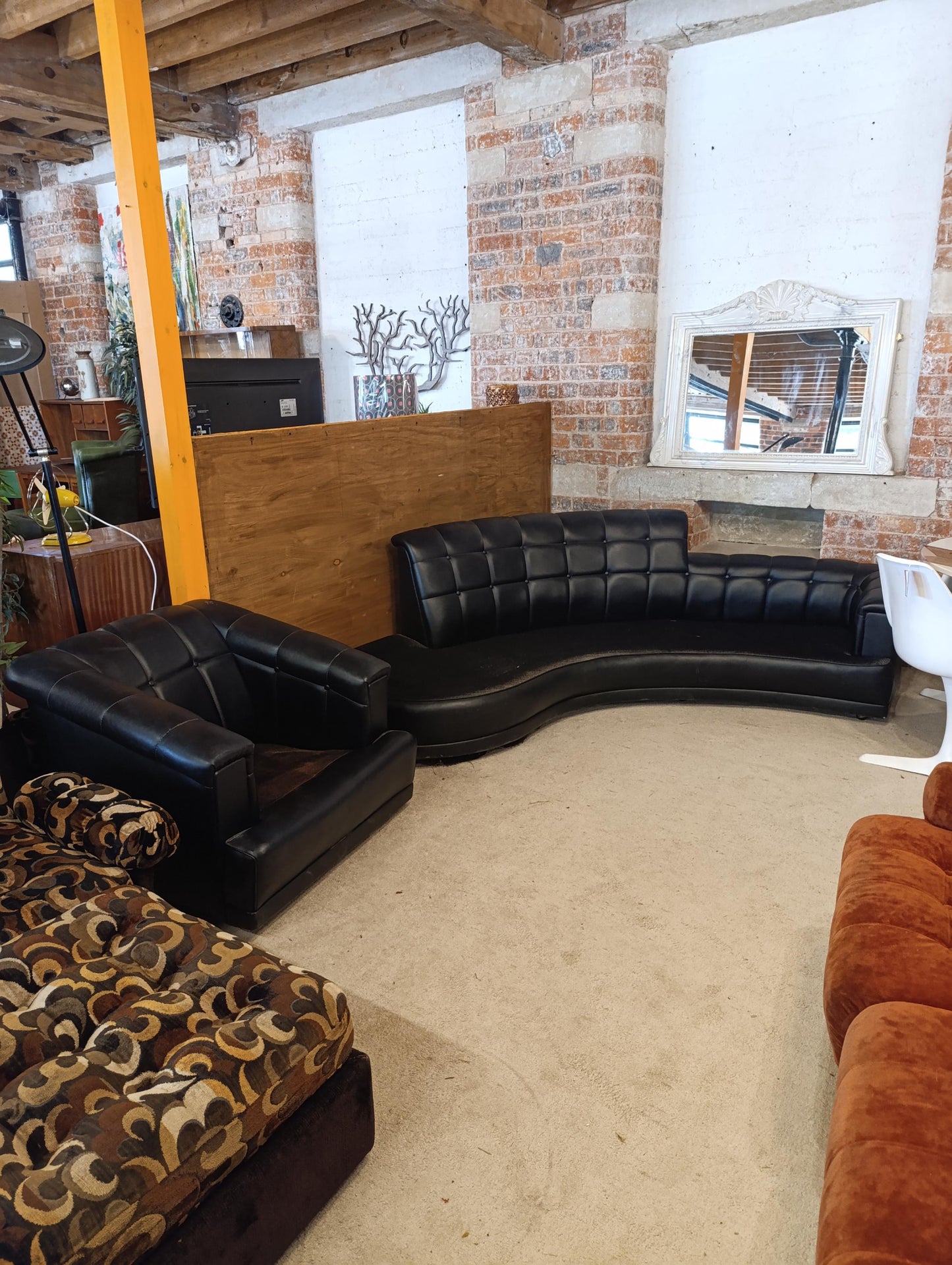 Iconic 1960s-70s Retro Curved Sofa & Armchair Set - Reupholstered to Order