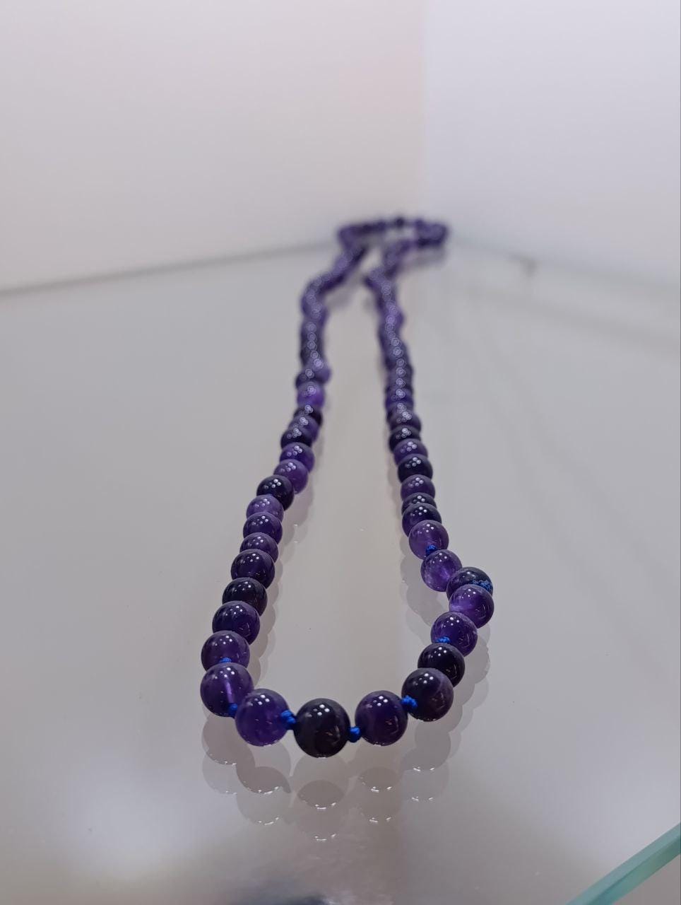Striking African Amethyst Beaded Necklace: 36" Purple Gemstone Strand