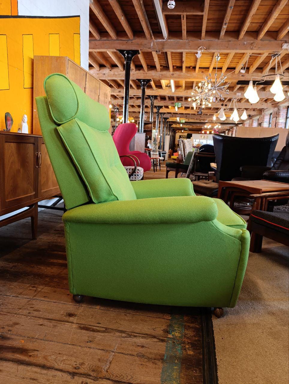 Iconic Parker Knoll N30 Recliner Armchair - Apple Green Wool - 1960s British Design