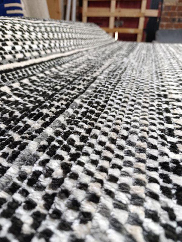 Hand-Knotted Wool Kilim Rug - Black & White Palestinian/Jordanian Design - As New