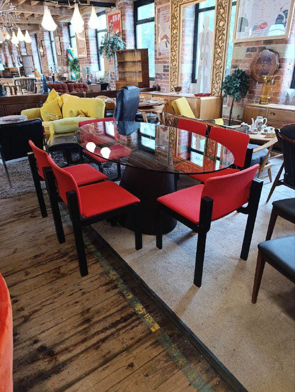 Mid-Century Modern Walnut & Glass Dining Set – Fritz Hansen Chairs