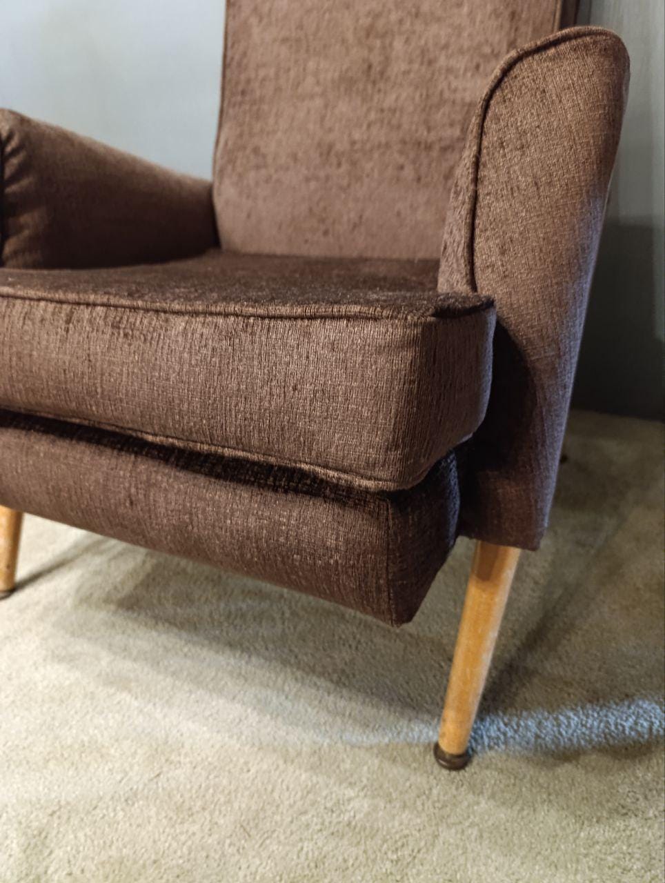 Vintage Mid-Century Armchair - Carlo de Carli Style - New Brown Fabric (Pair Available)
