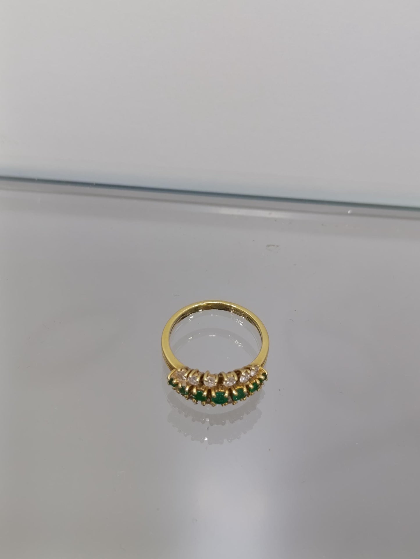 Vintage 18ct Gold Emerald & Diamond Cluster Ring - Sheffield 1972 - Size K 1/2