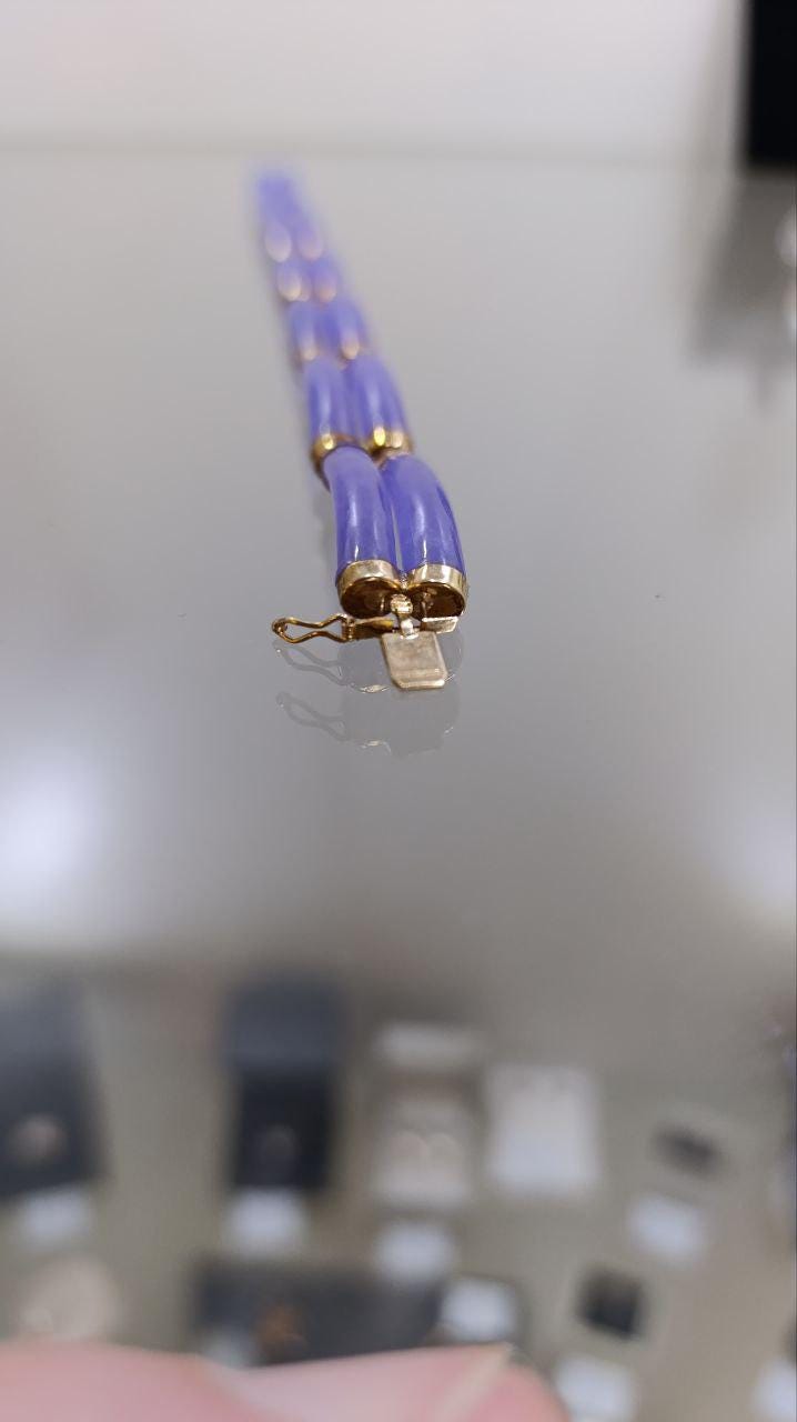 Elegant 14ct Gold & Lavender Jadeite Bracelet - Oriental Design - Circa 2001