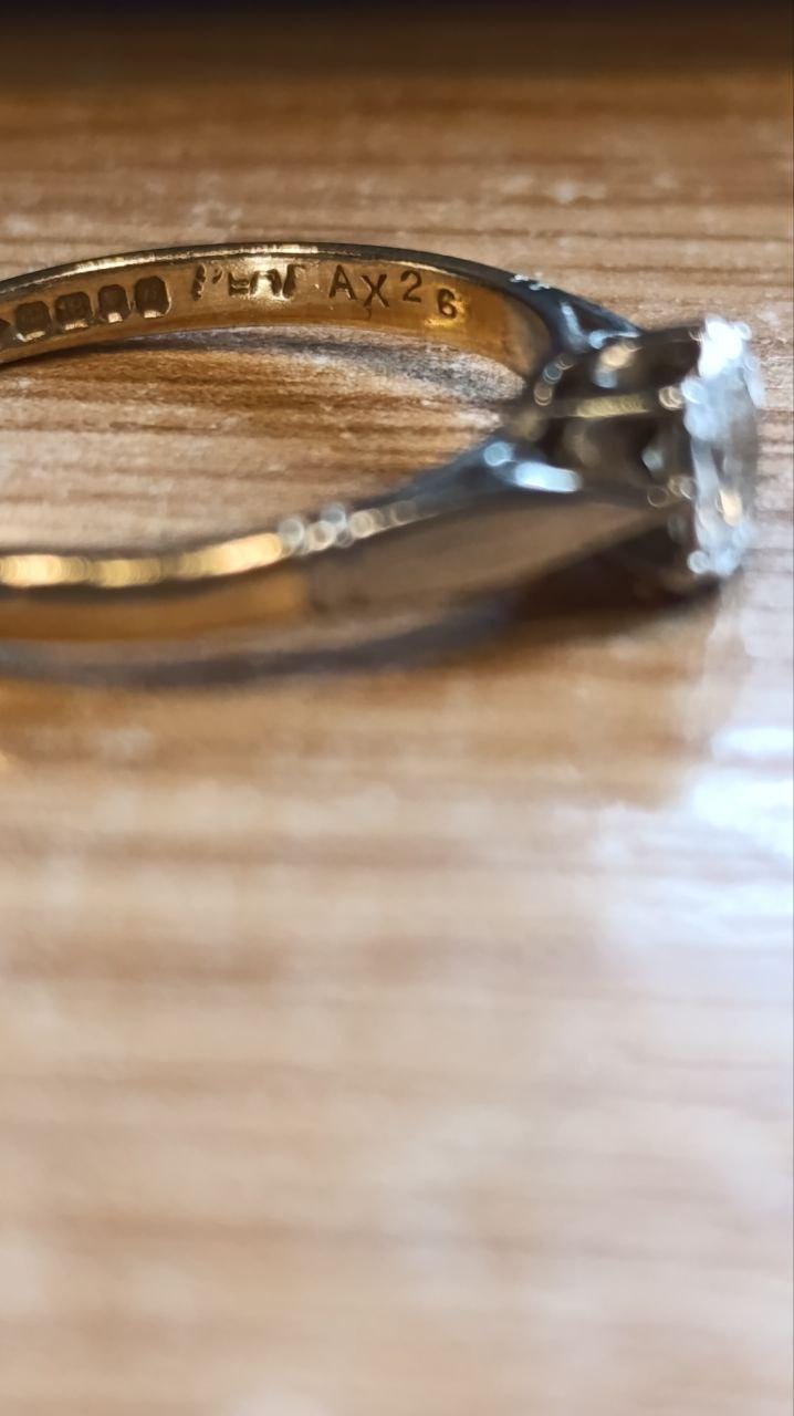 Elegant Vintage (1957) 18ct Gold & Platinum Diamond Solitaire Ring - 0.5ct