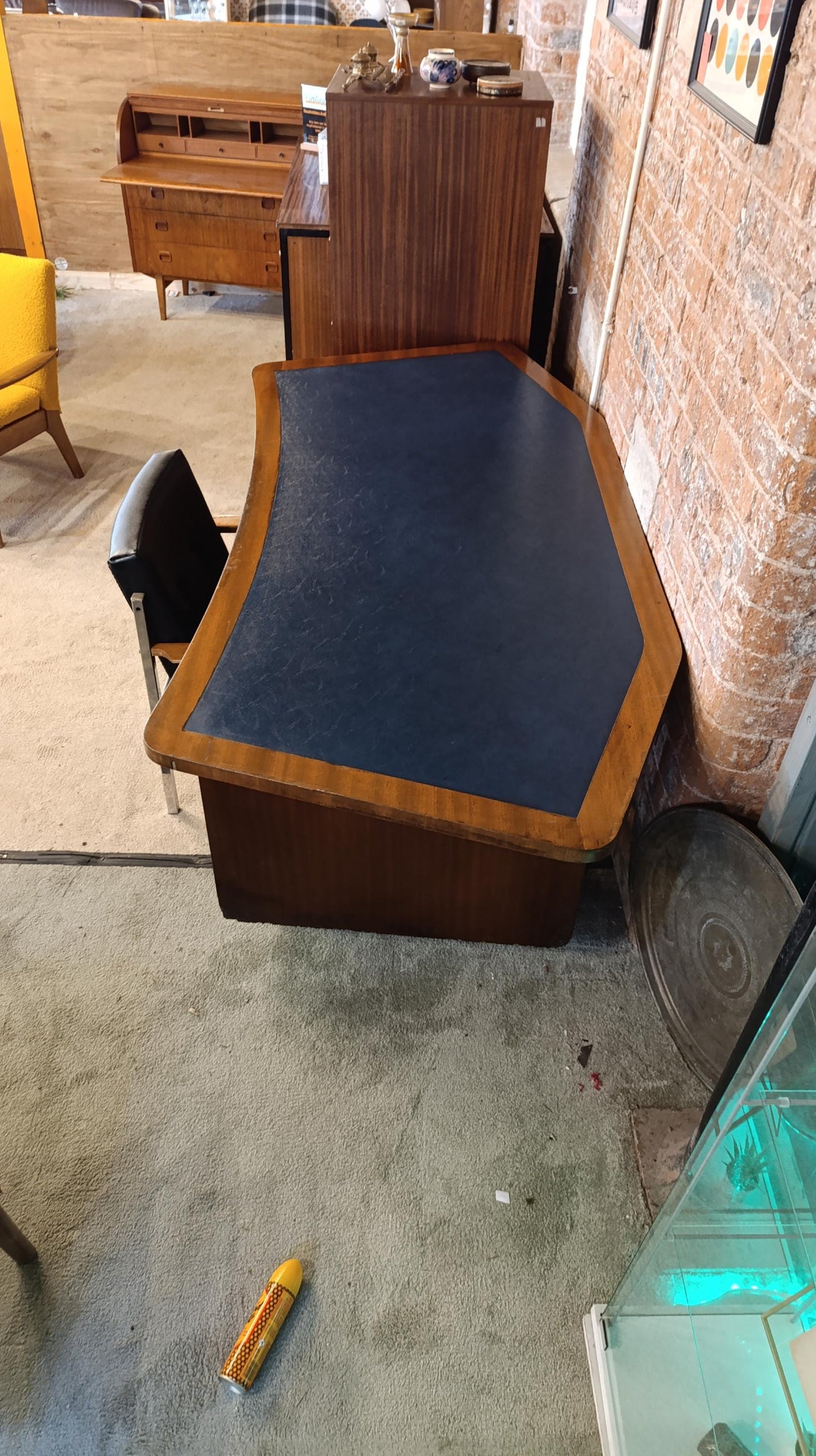 Vintage 1970s Retro Desk - Teak & Rosewood with Unique Aircraft Wing Shape