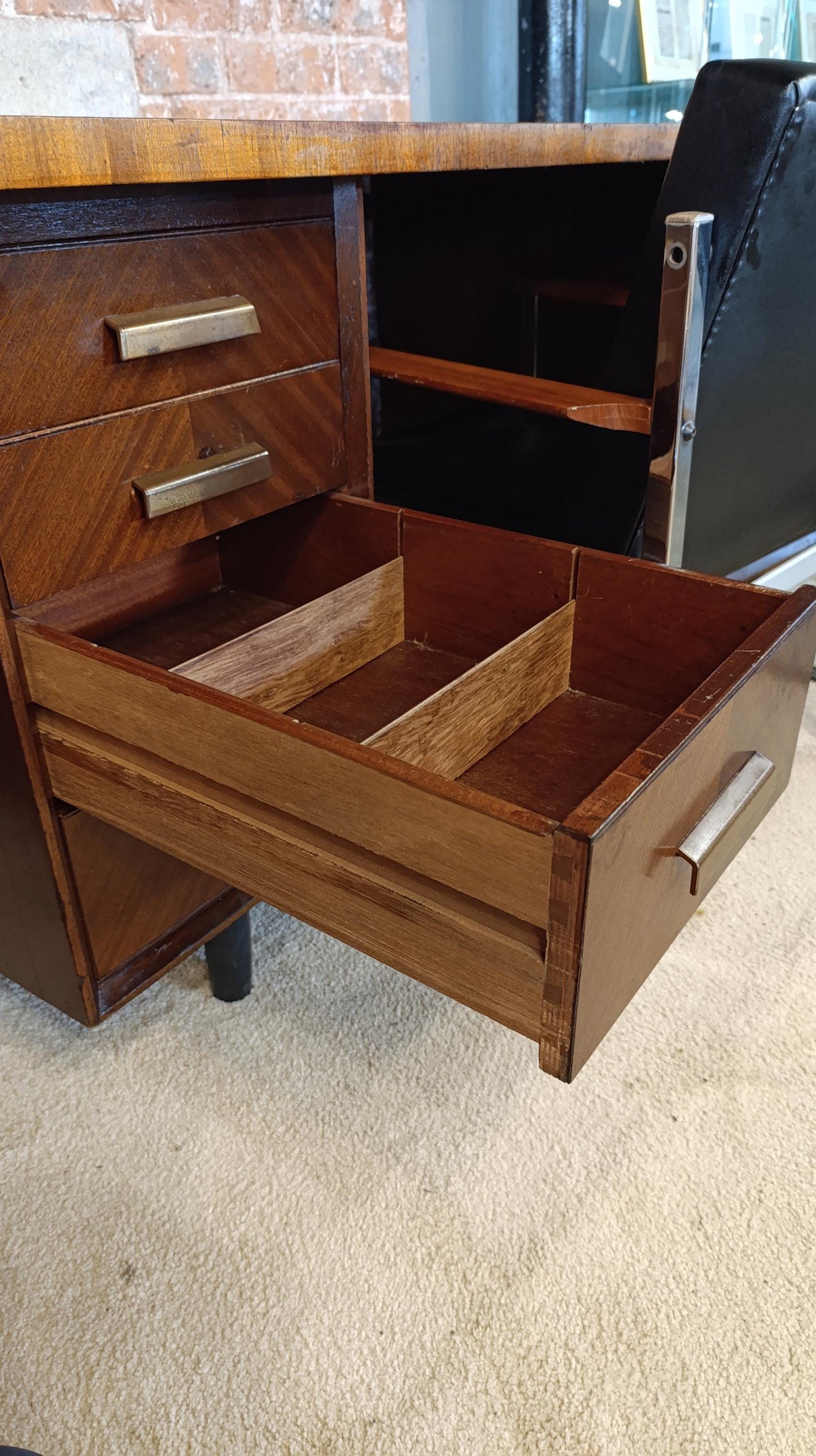 Vintage 1970s Retro Desk - Teak & Rosewood with Unique Aircraft Wing Shape