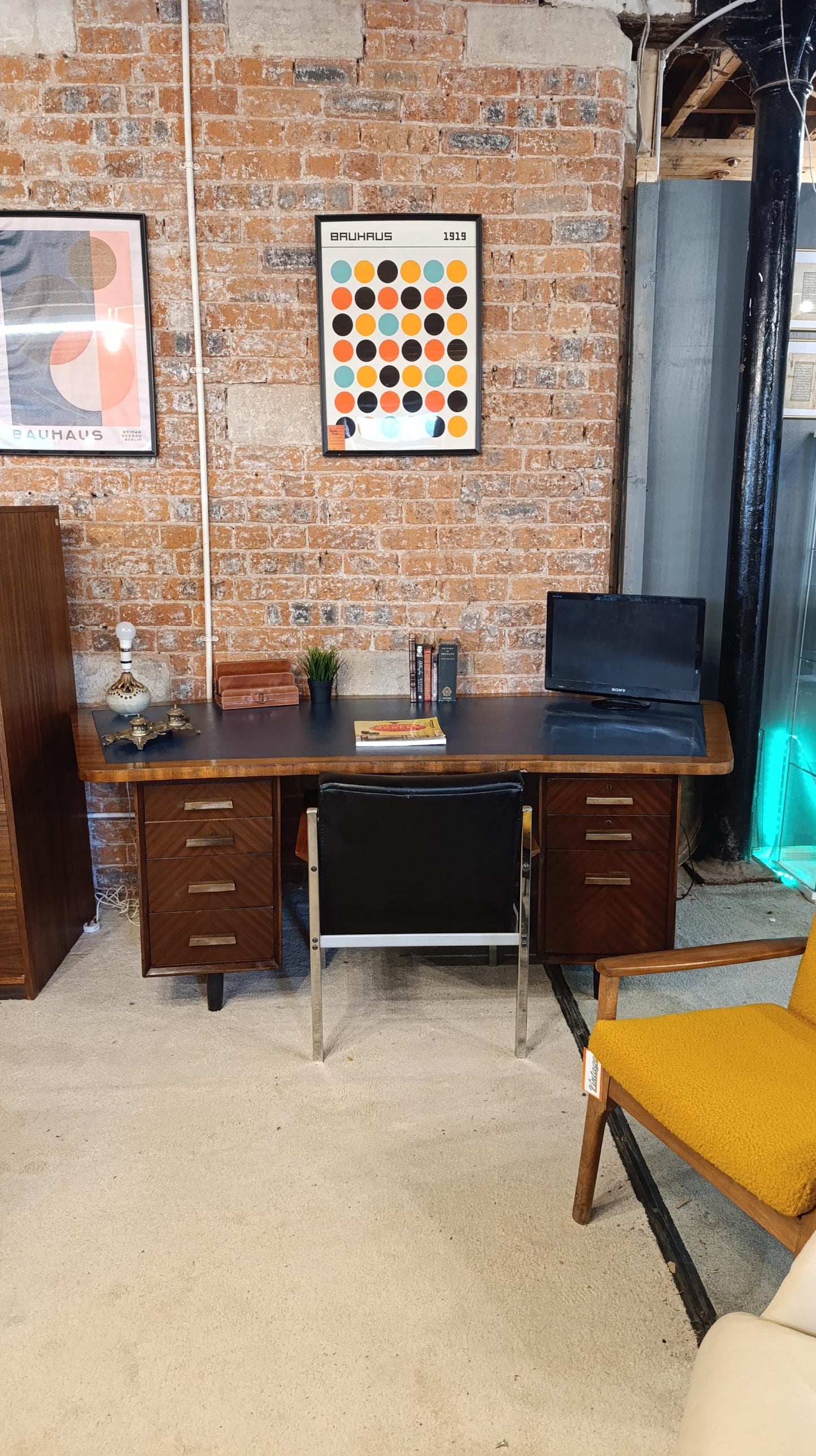 Vintage 1970s Retro Desk - Teak & Rosewood with Unique Aircraft Wing Shape