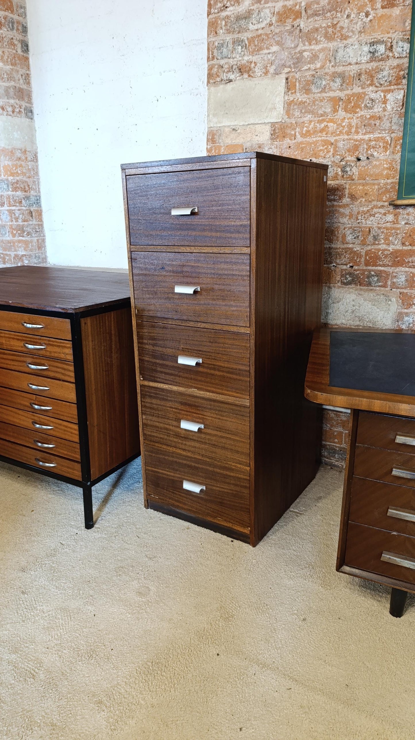 Vintage Mid-Century Teak Filing Cabinet - Deep Drawers with Dividers