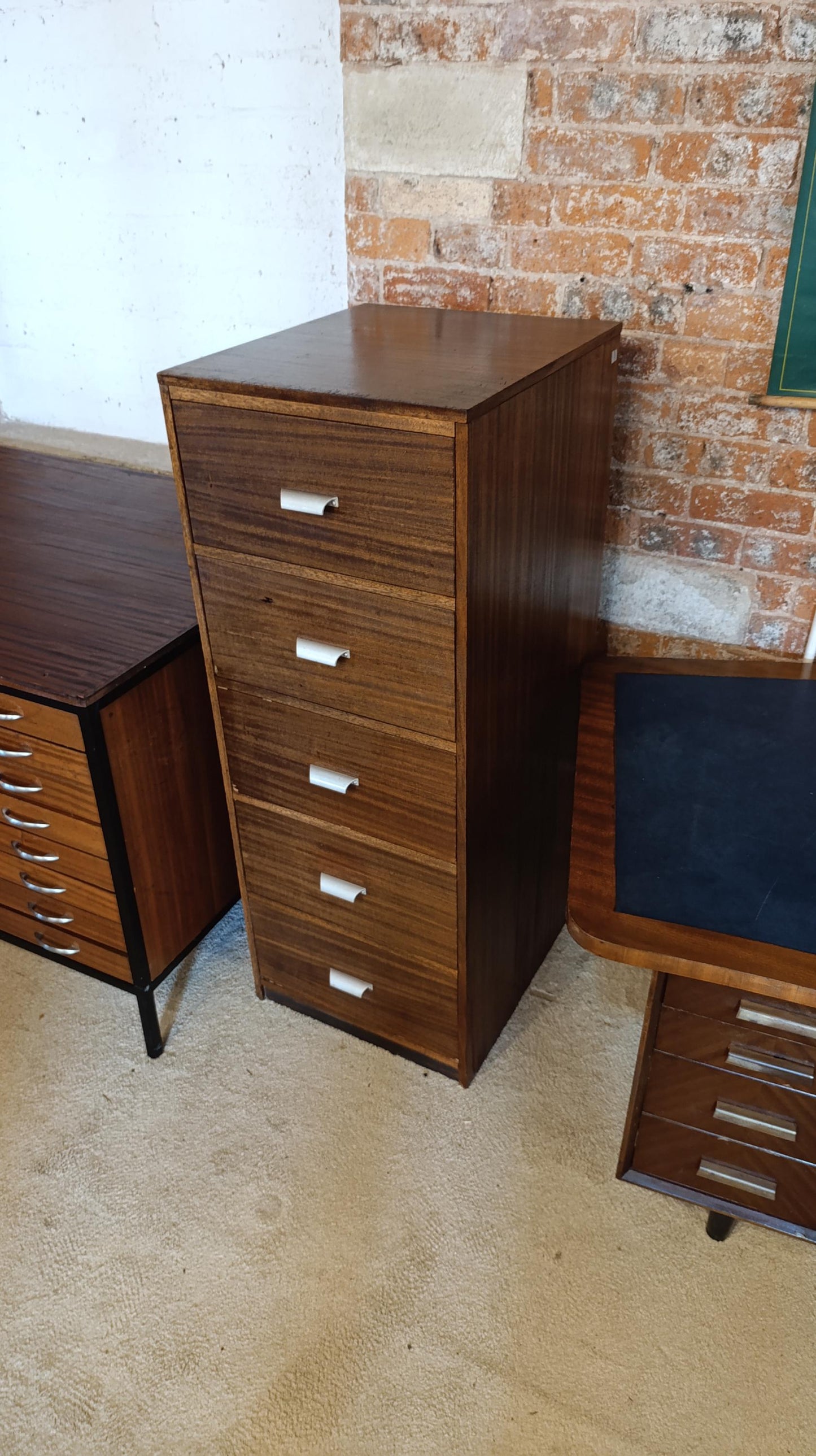 Vintage Mid-Century Teak Filing Cabinet - Deep Drawers with Dividers