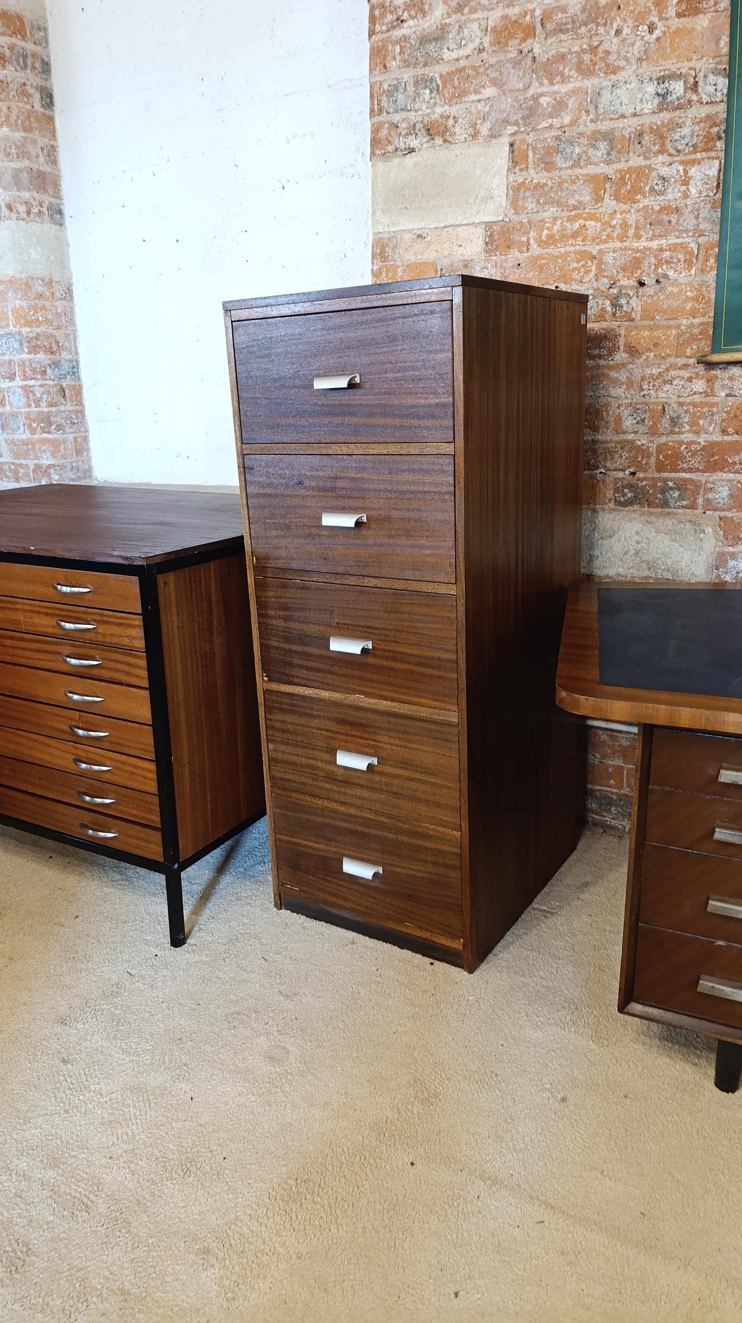 Vintage Mid-Century Teak Filing Cabinet - Deep Drawers with Dividers
