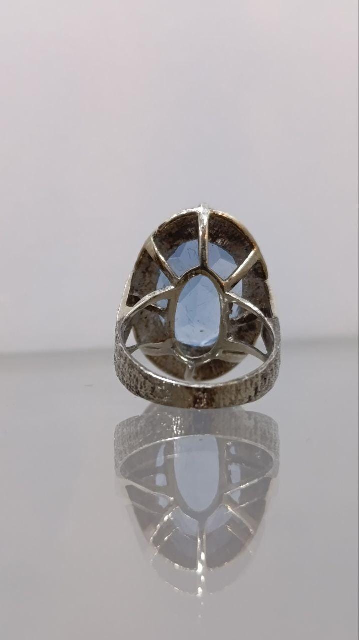 Exceptional 9ct Gold Birmingham 1994 Blue Topaz Ring – Size K – 8.38g