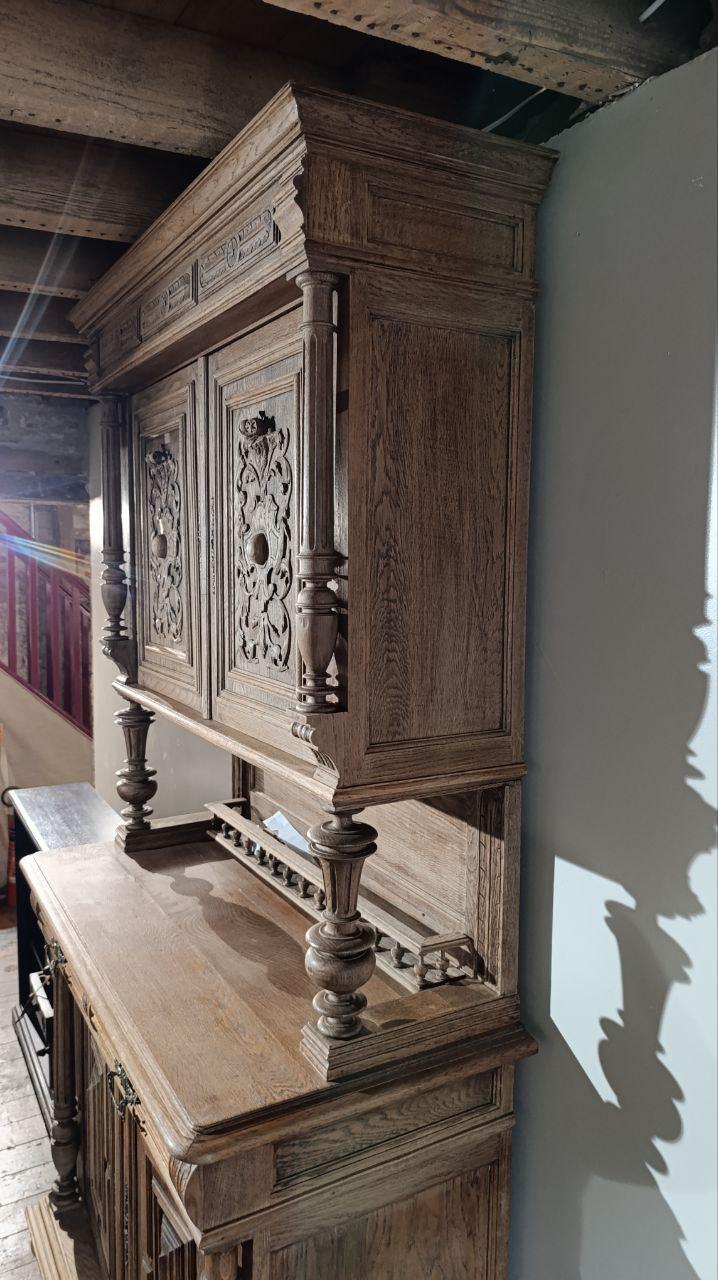 Exceptional Antique French Henri II Oak Buffet à Deux Corps – Late 19th Century