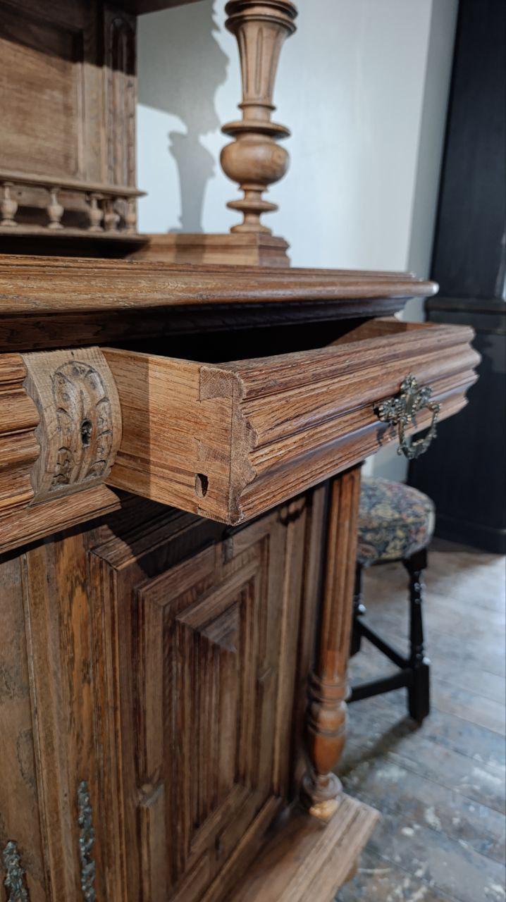 Exceptional Antique French Henri II Oak Buffet à Deux Corps – Late 19th Century