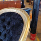 French Rococo Revival Giltwood Chaise Longue with Velvet Chenille Upholstery