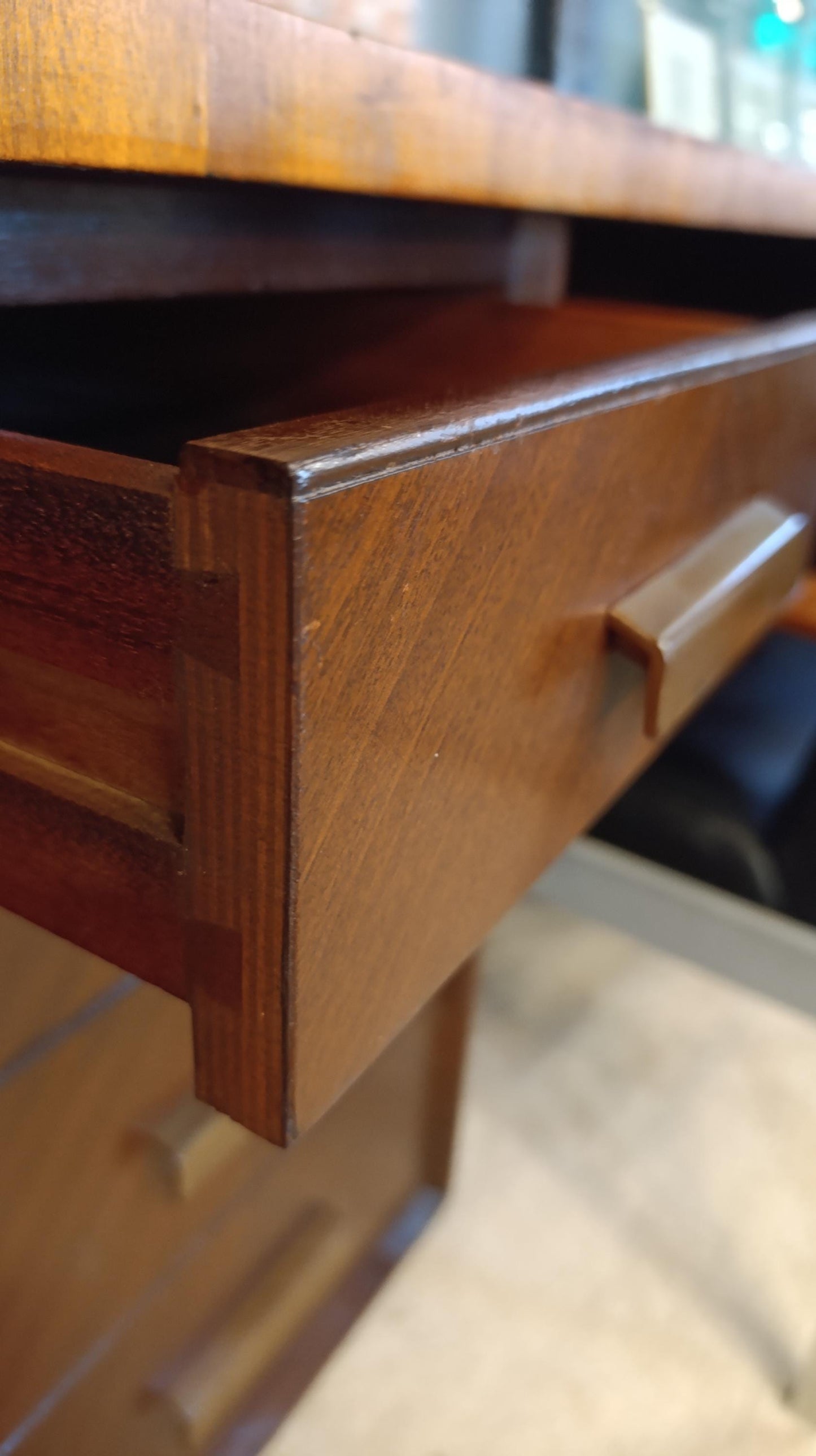 Vintage 1970s Retro Desk - Teak & Rosewood with Unique Aircraft Wing Shape