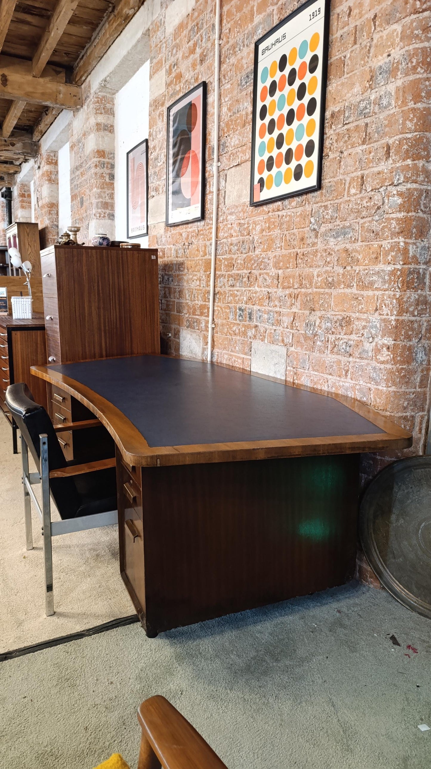 Vintage 1970s Retro Desk - Teak & Rosewood with Unique Aircraft Wing Shape
