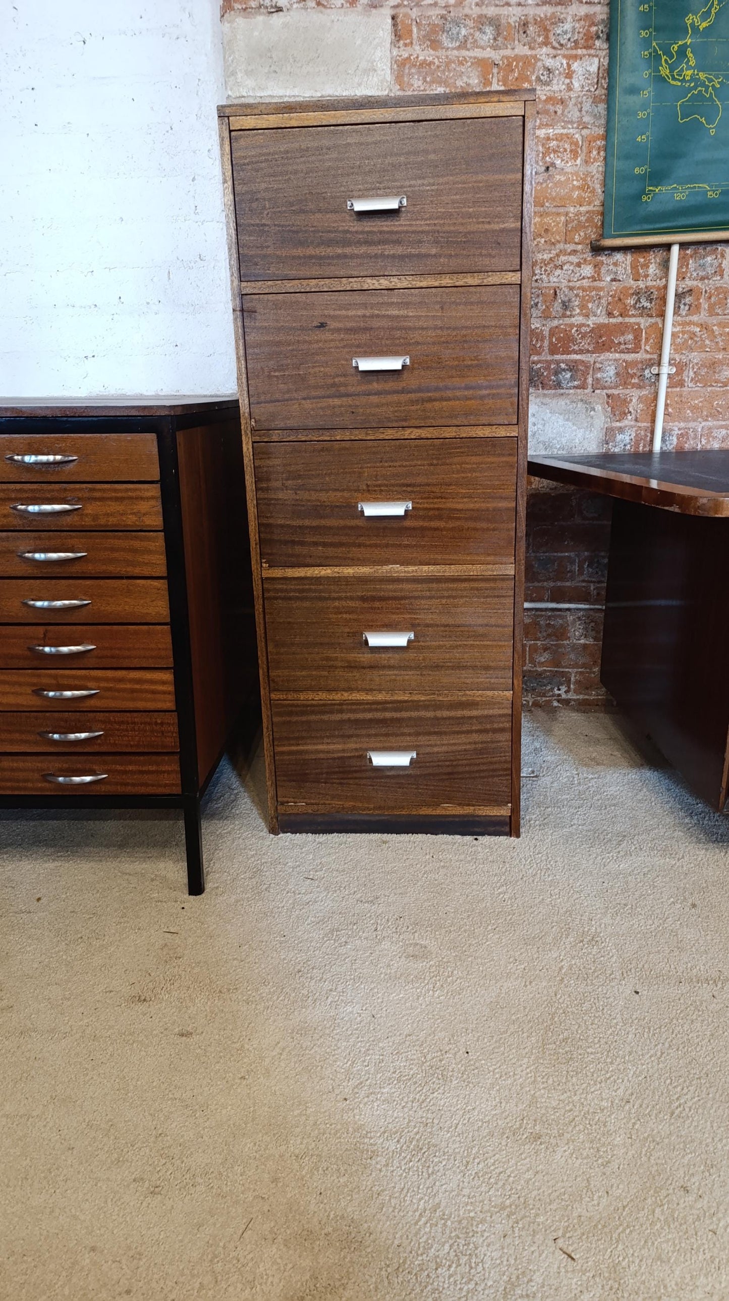 Vintage Mid-Century Teak Filing Cabinet - Deep Drawers with Dividers