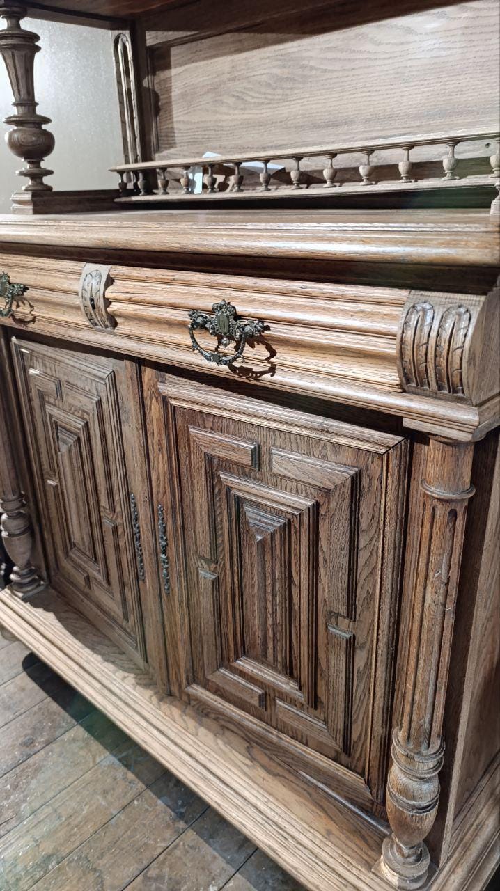 Exceptional Antique French Henri II Oak Buffet à Deux Corps – Late 19th Century