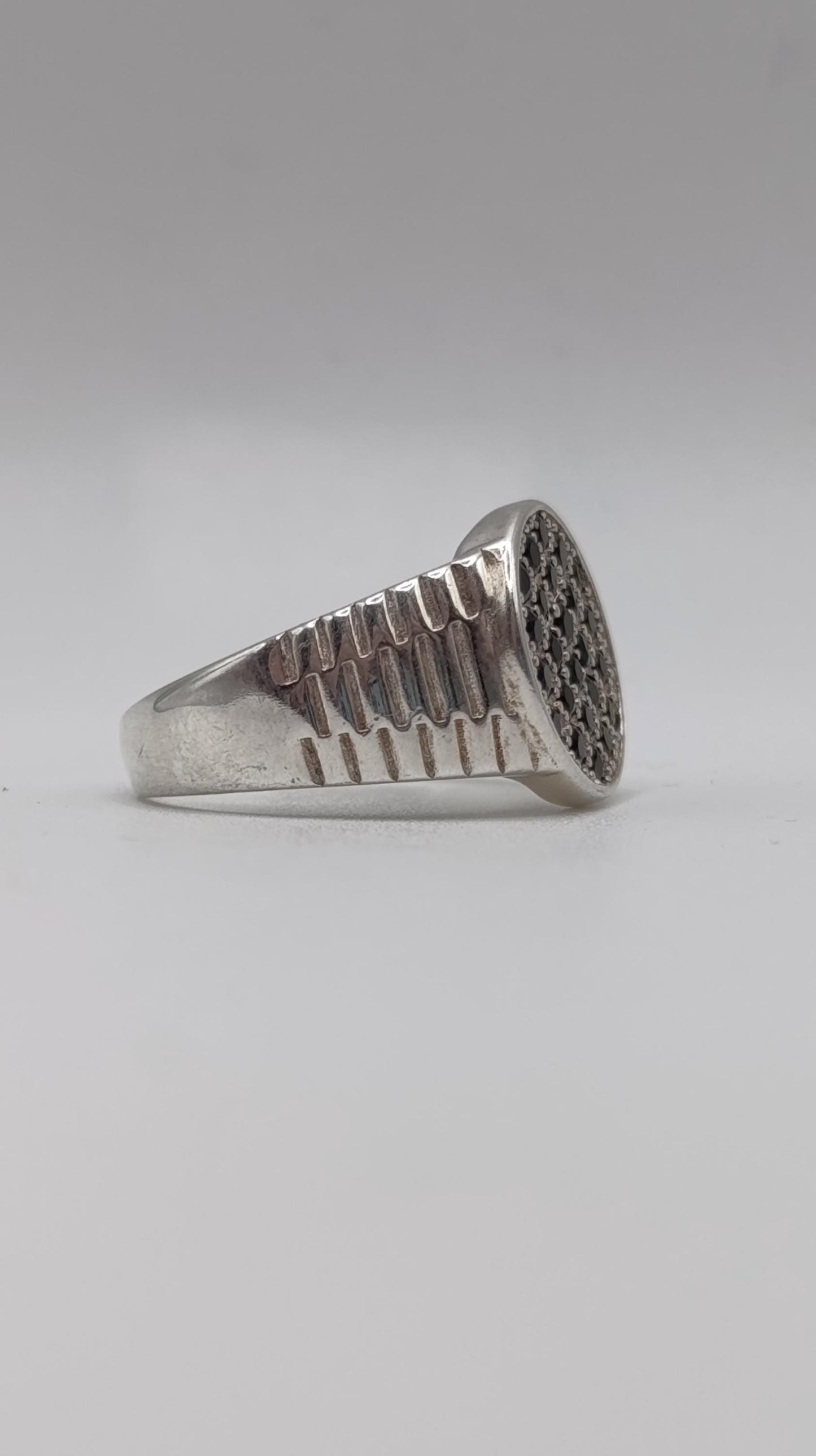 Bold Sterling Silver Pavé Sapphire Statement Ring