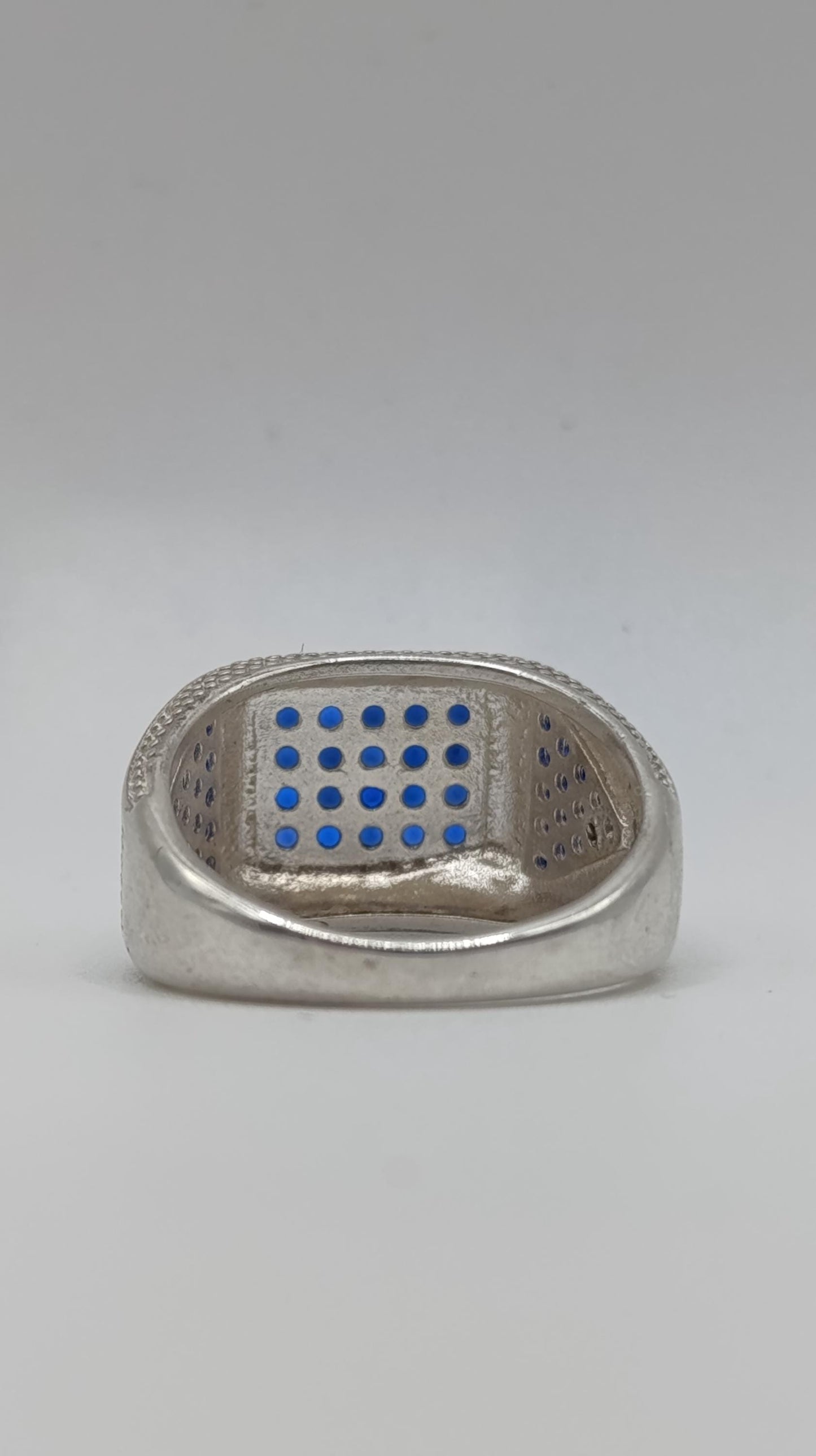 Sterling Silver Pavé Light Blue Sapphire Ring