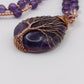 Amethyst Beaded Necklace with Tree of Life Copper Wire Pendant