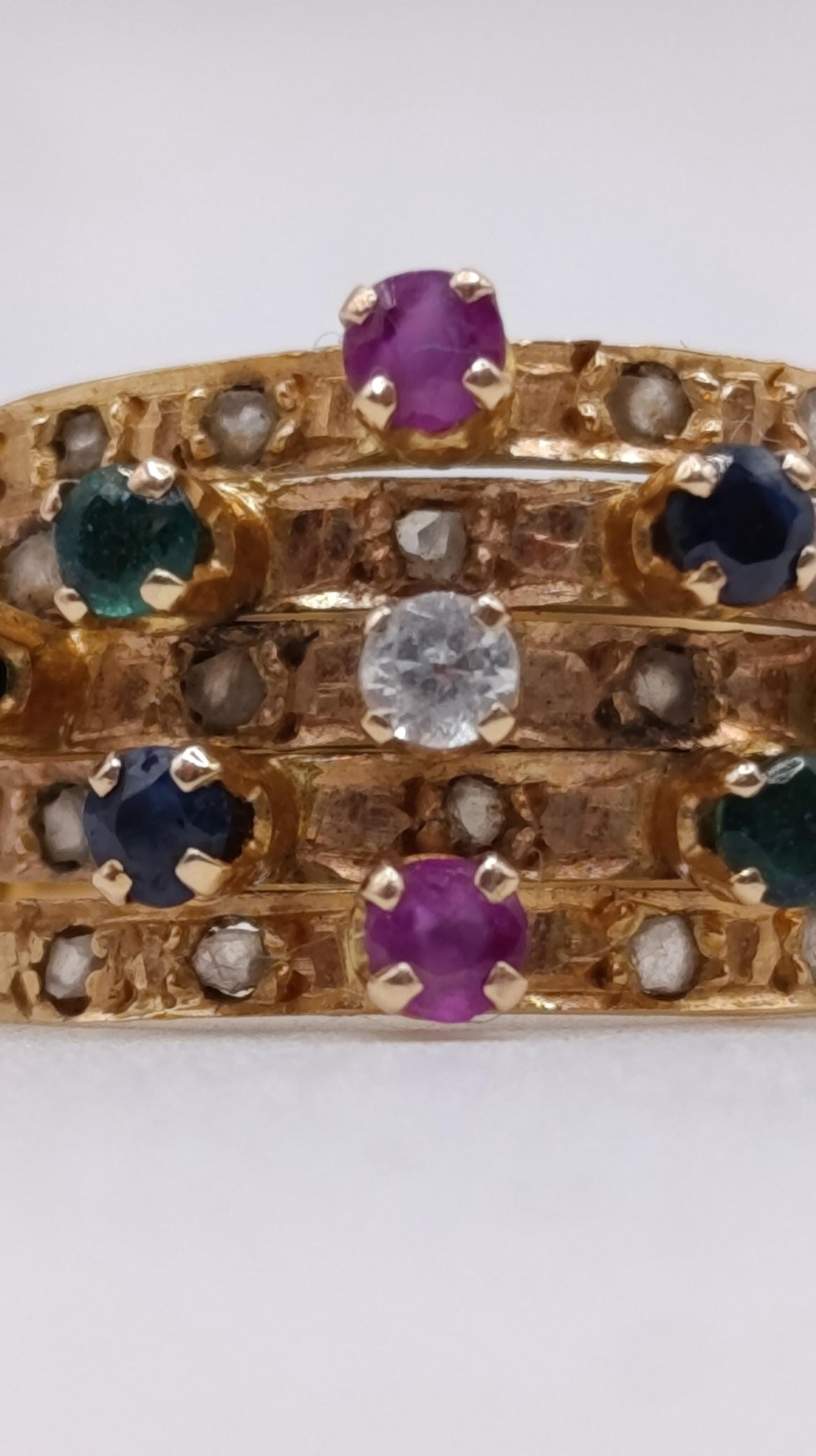 Edwardian 18ct Gold Multi-Gem Stacking Harem Ring Set with Rose Cut Diamonds