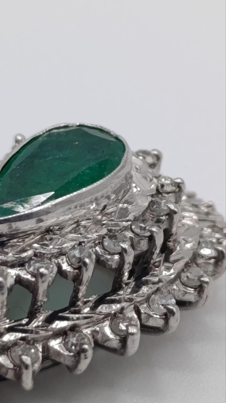 Gold, Emerald & Diamond Teardrop Pendant – 20th Century with Insurance Valuation