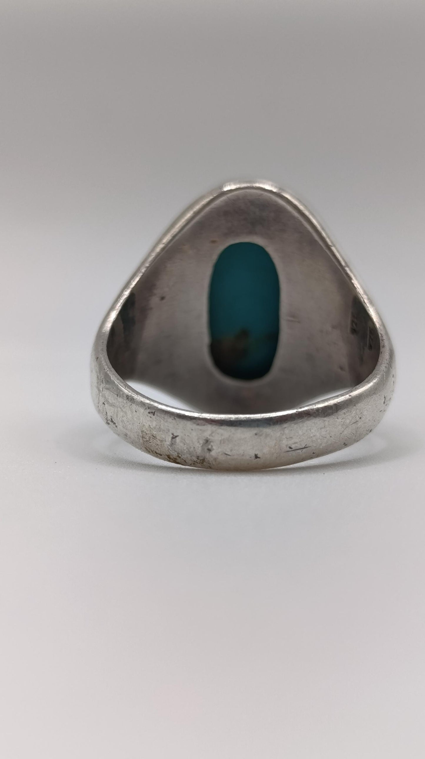 Sterling Silver Ring with Large Turquoise (Feroza) Cabochon