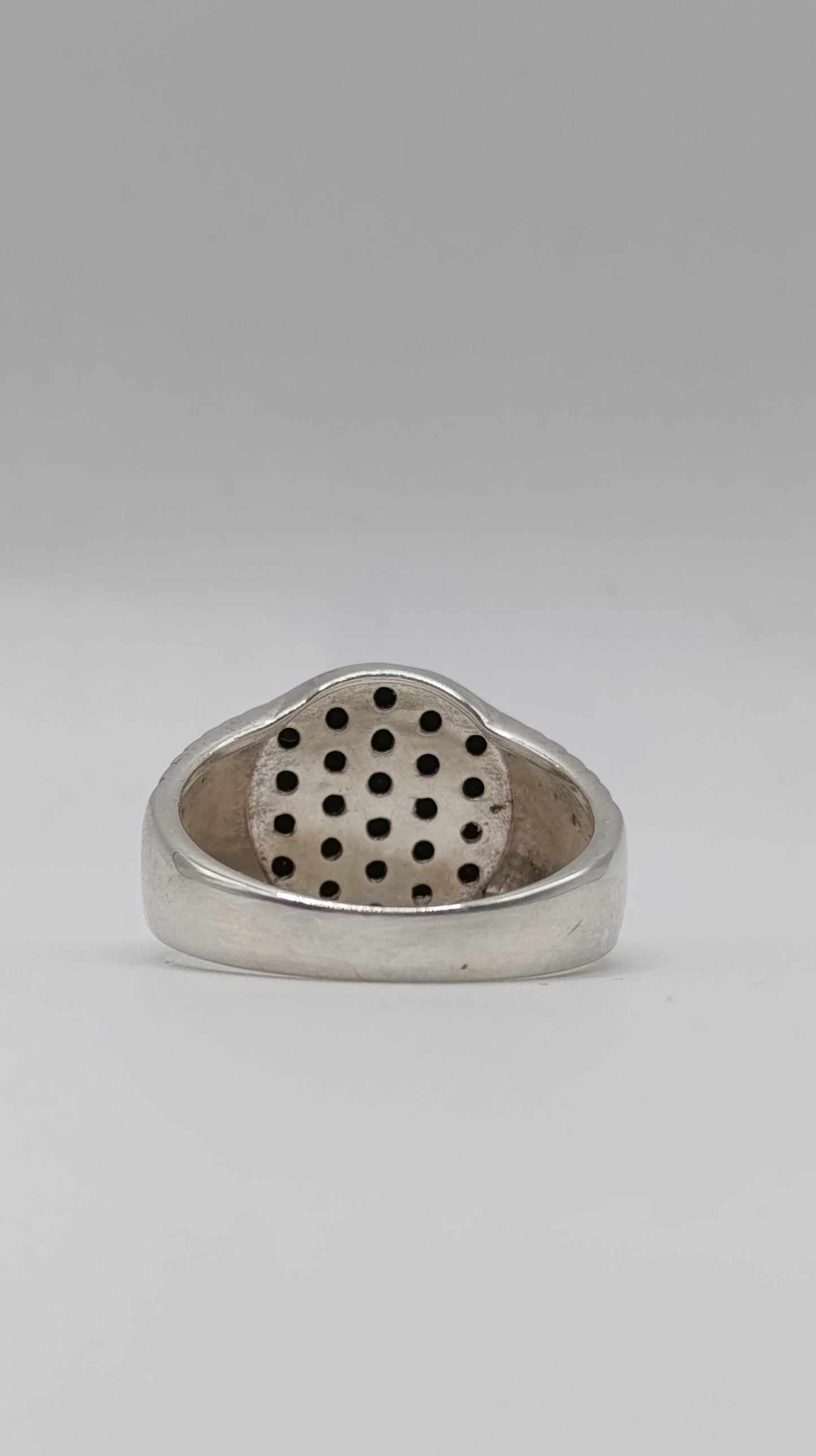 Bold Sterling Silver Pavé Sapphire Statement Ring