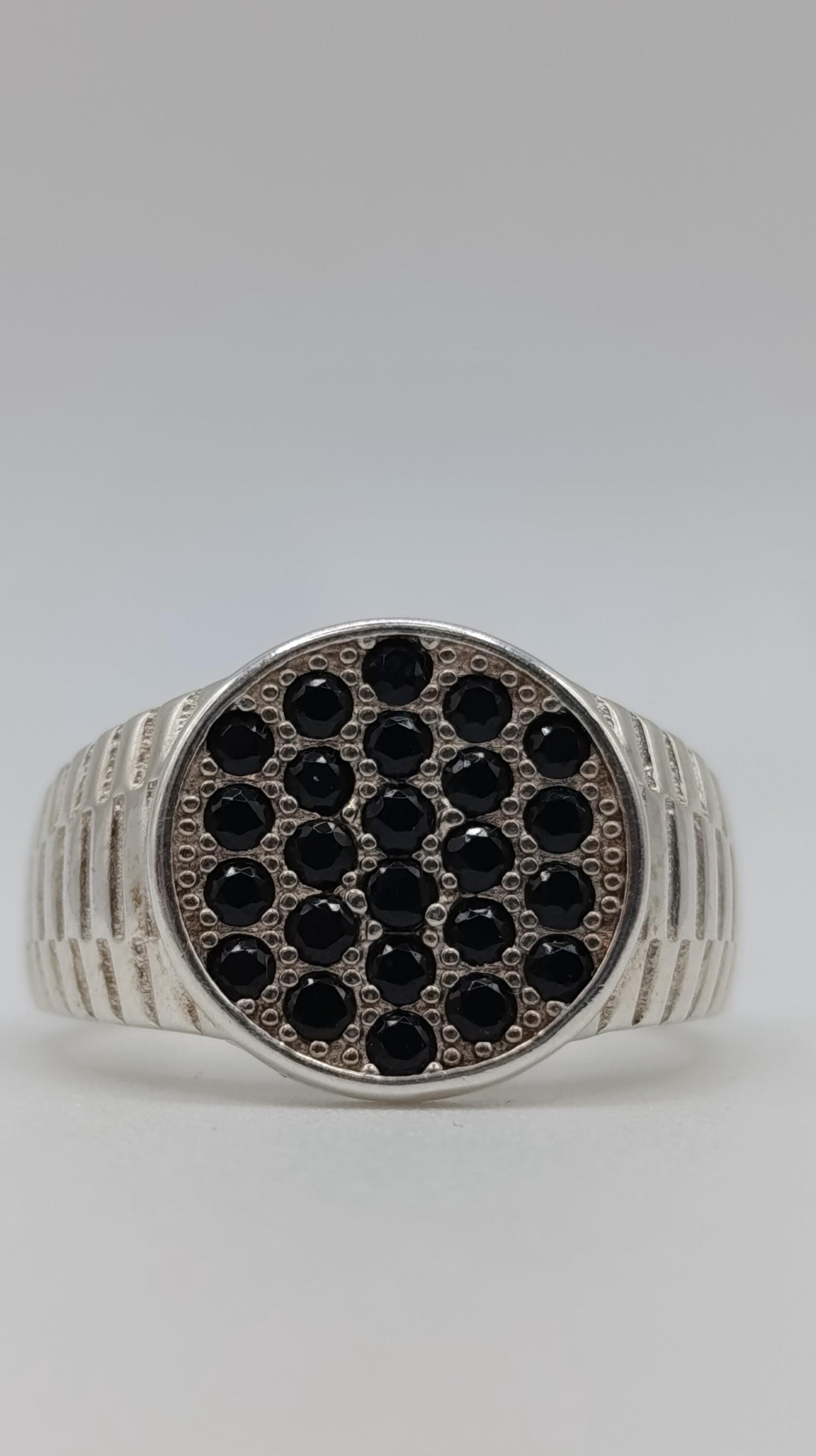 Bold Sterling Silver Pavé Sapphire Statement Ring