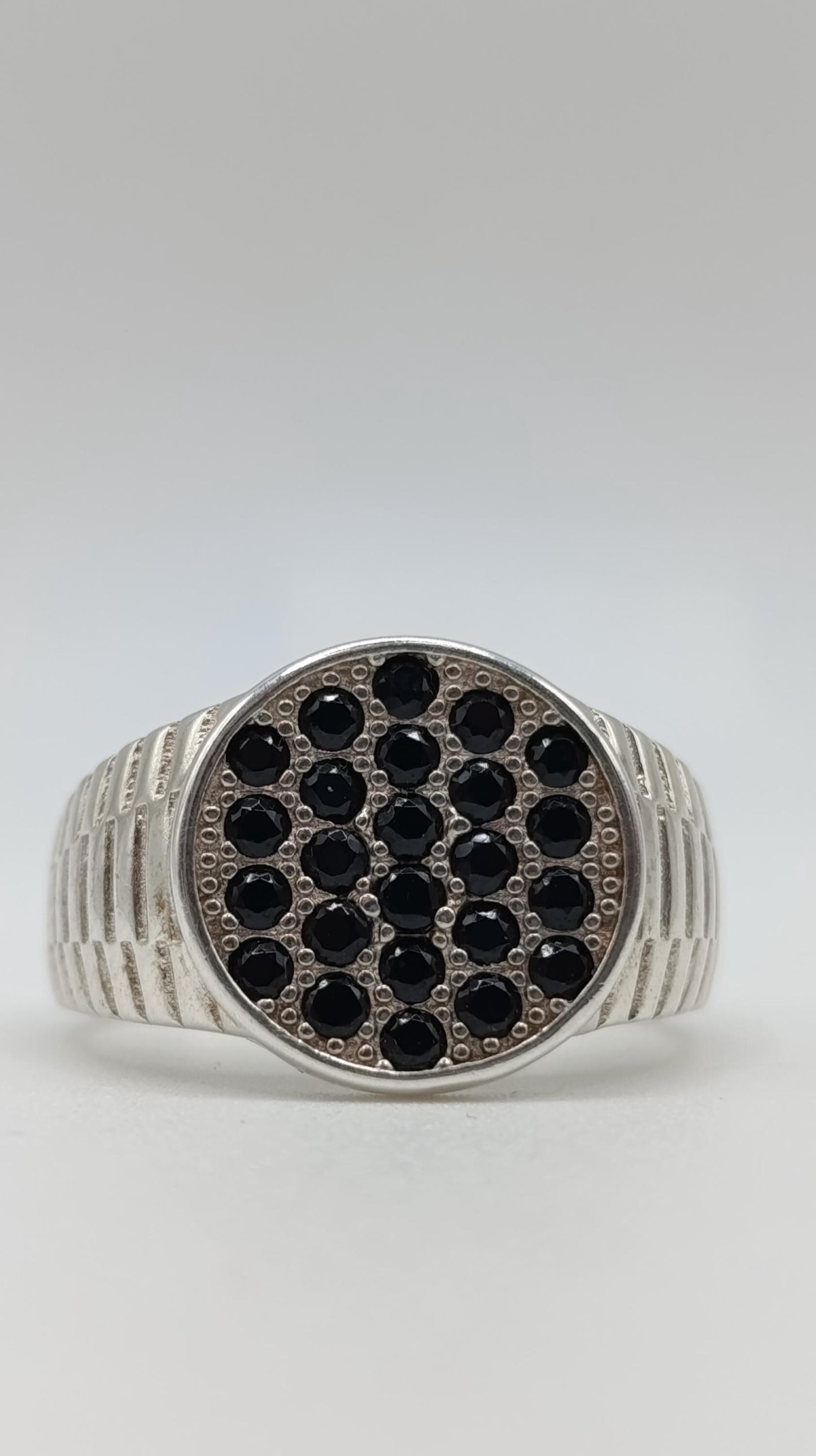 Bold Sterling Silver Pavé Sapphire Statement Ring