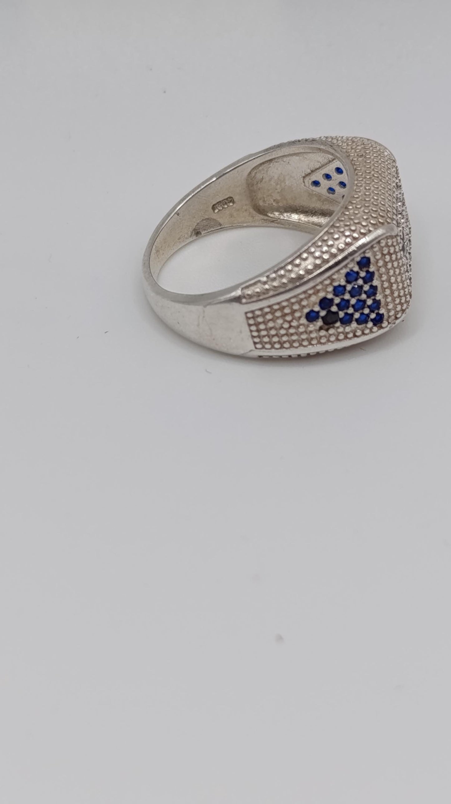 Sterling Silver Pavé Light Blue Sapphire Ring