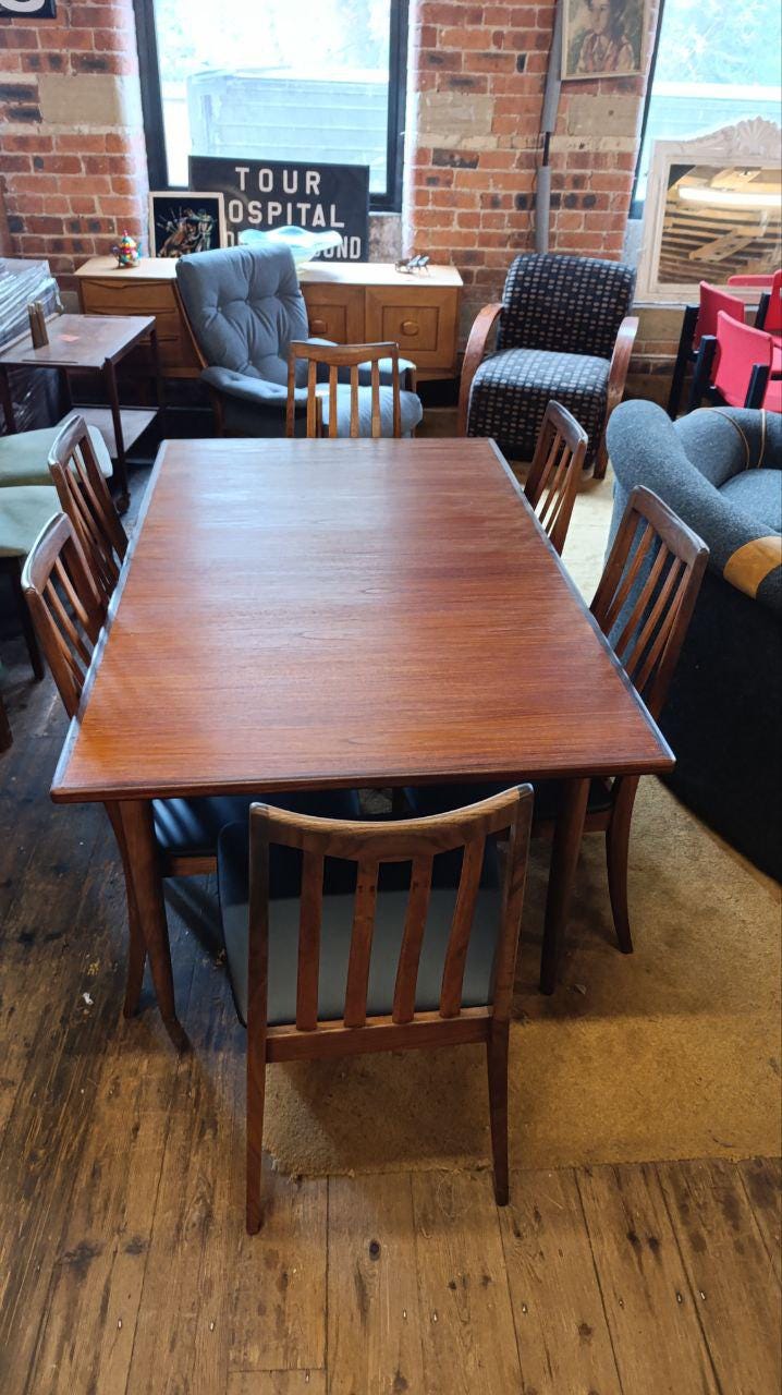 G Plan Fresco Extending Teak Dining Table & Six Chairs, 1960s–1970s