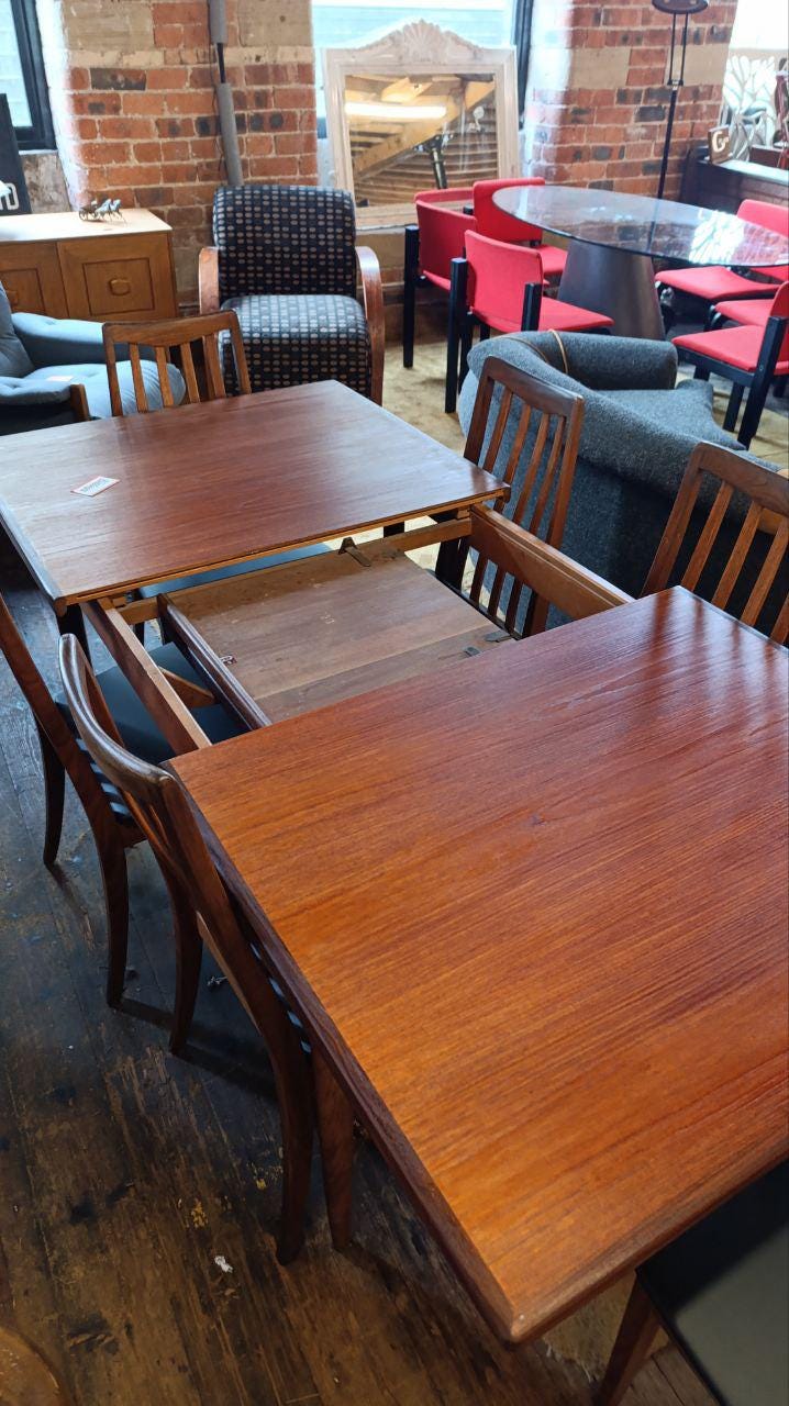 G Plan Fresco Extending Teak Dining Table & Six Chairs, 1960s–1970s