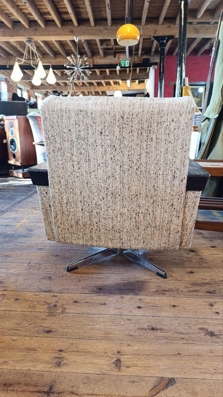 1950s Italian Style Swivel Lounge Chair, Likely British Manufacture