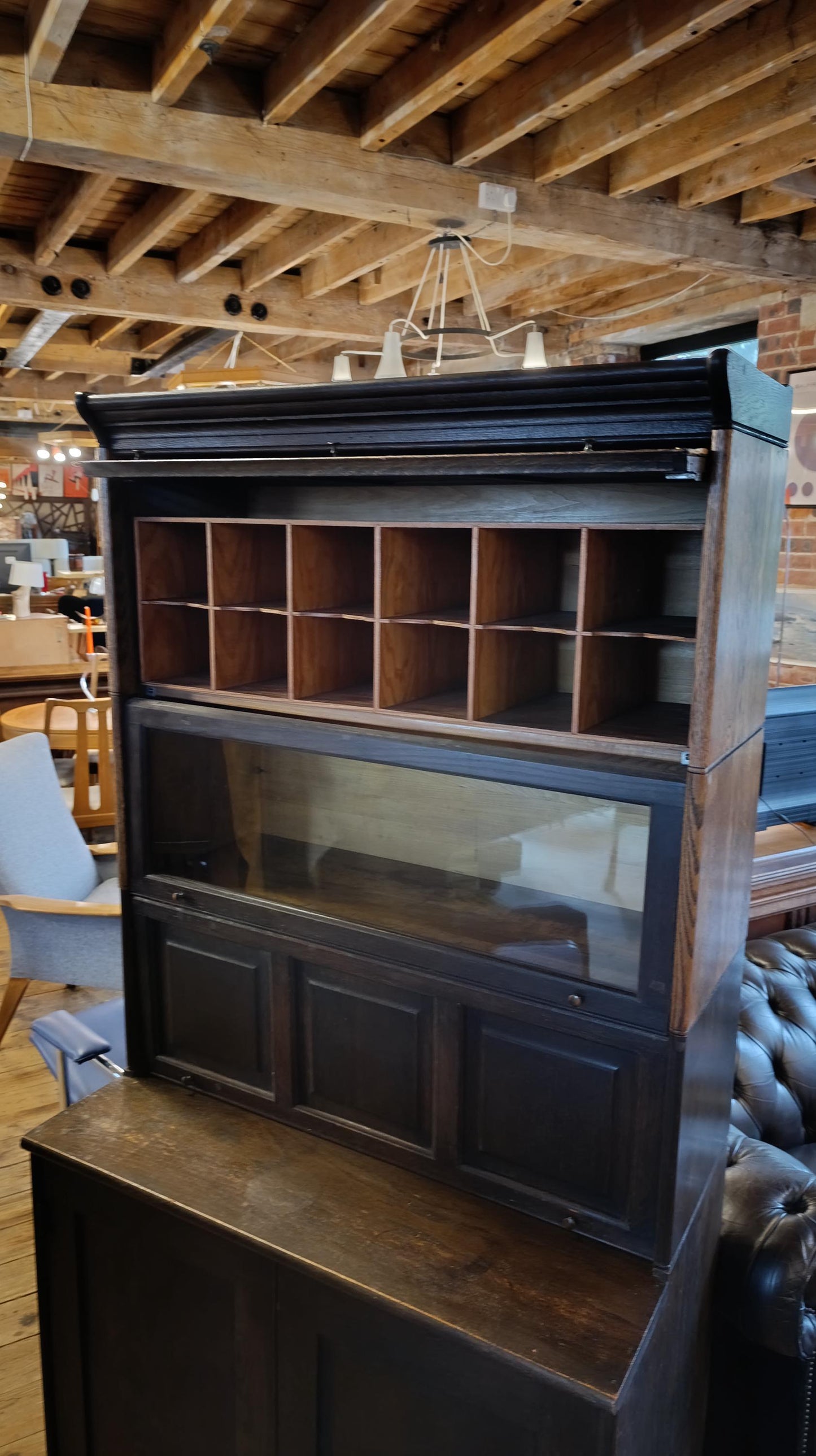 Rare Edwardian Oak Solicitor’s Correspondence & Book Cabinet (c.1900–1930)