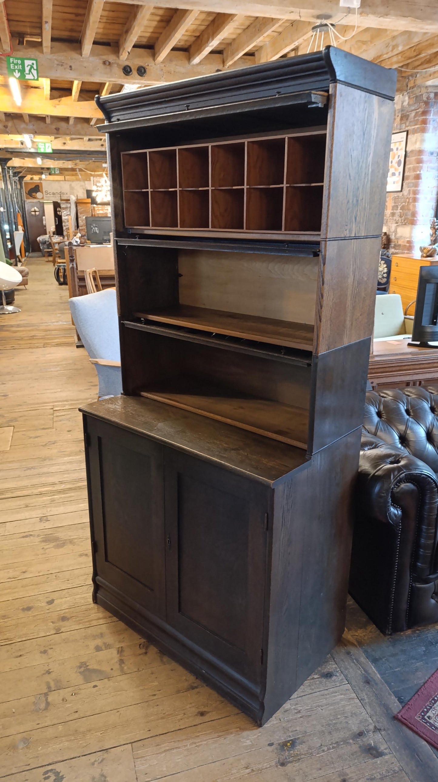 Rare Edwardian Oak Solicitor’s Correspondence & Book Cabinet (c.1900–1930)