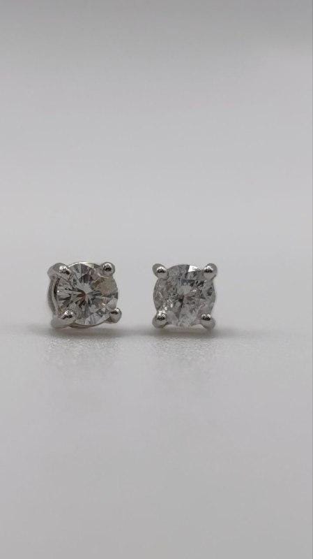18ct White & Yellow Gold Diamond Stud Earrings – 0.40ct Total