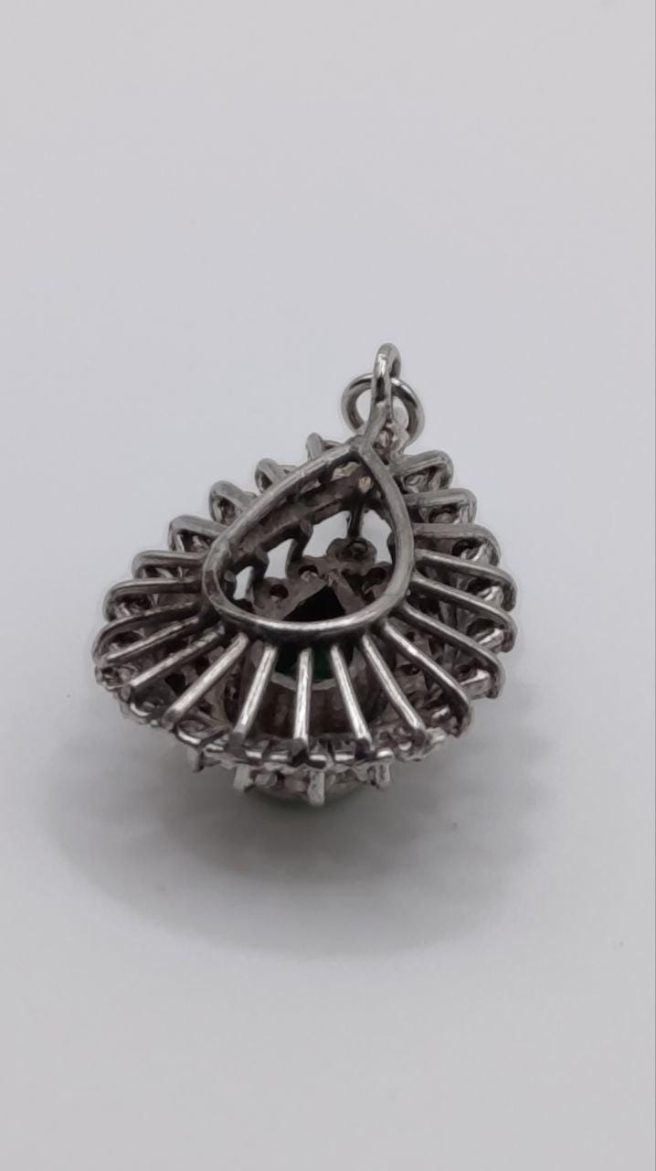 Gold, Emerald & Diamond Teardrop Pendant – 20th Century with Insurance Valuation