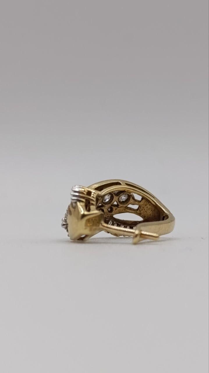 10k Gold & Diamond Swirl Cluster Earrings – c.1980s–1990s